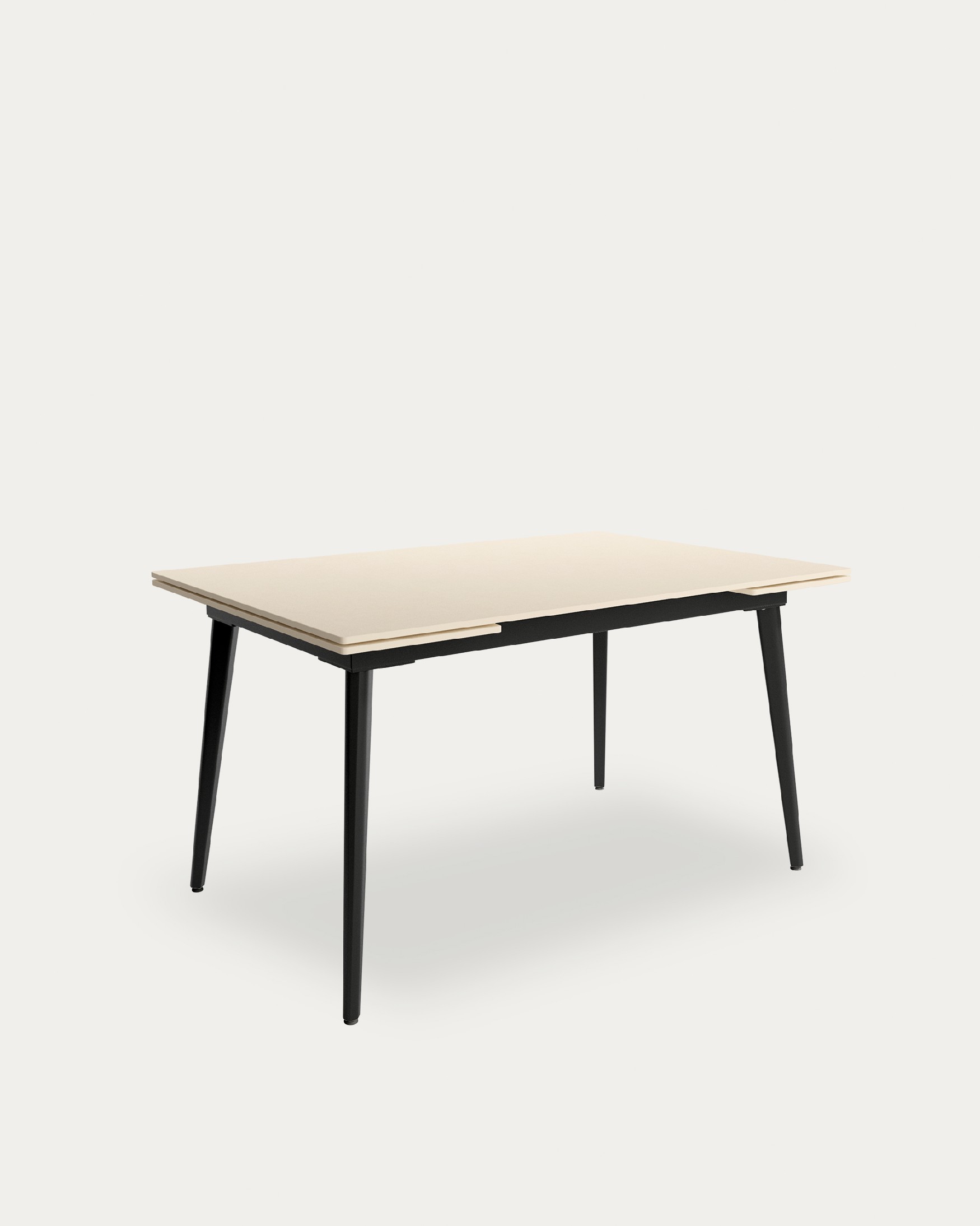Extendable Celeb table with sandy porcelain top and black metal leg 140(200) x 90 cm