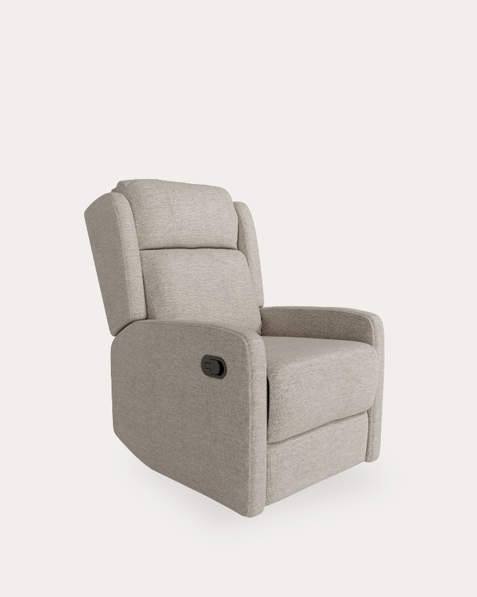Manual recliner chair Celia with pearl upholstery and black metal legs