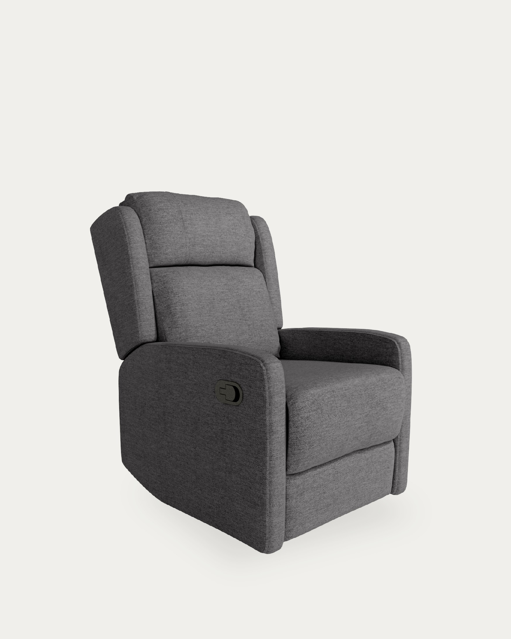 Manual recliner chair Celia with slate upholstery and black metal legs