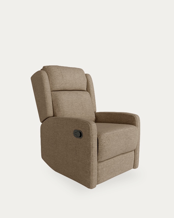 Manual recliner chair Celia with earth upholstery and black metal legs