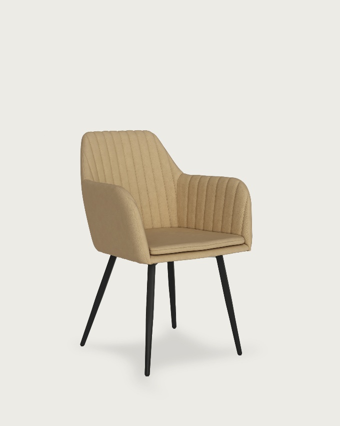 Chicago chair with cream upholstery and black metal legs