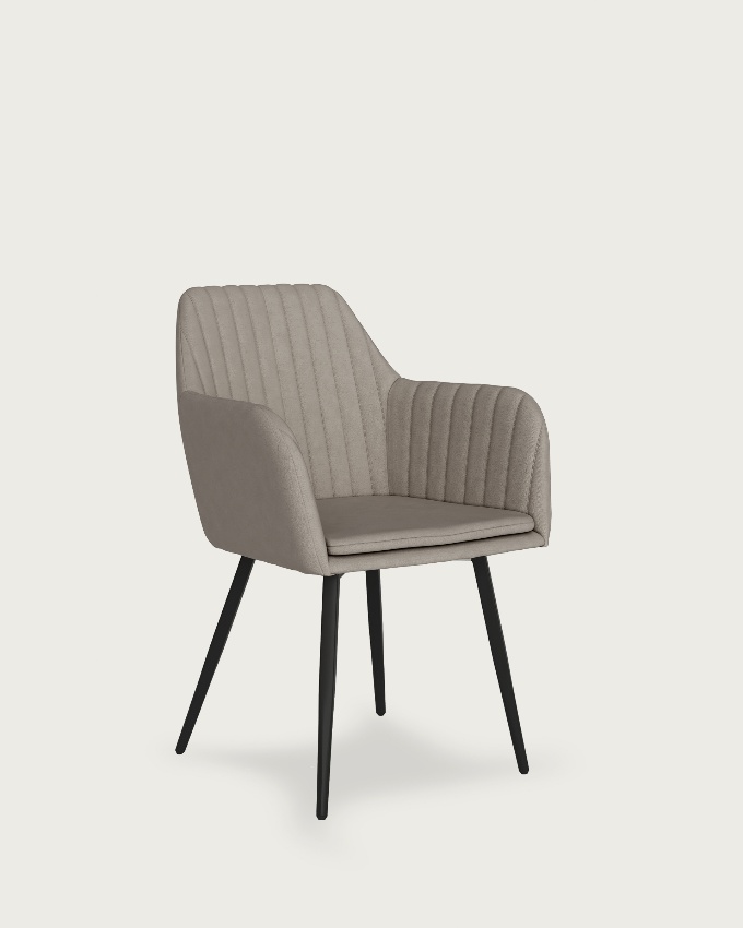 Chicago chair with pearl upholstery and black metal legs
