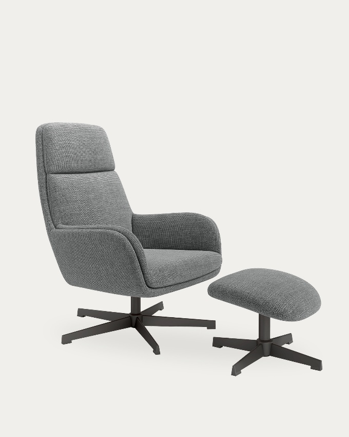 Swivel armchair Citrea with black structure and gray upholstery