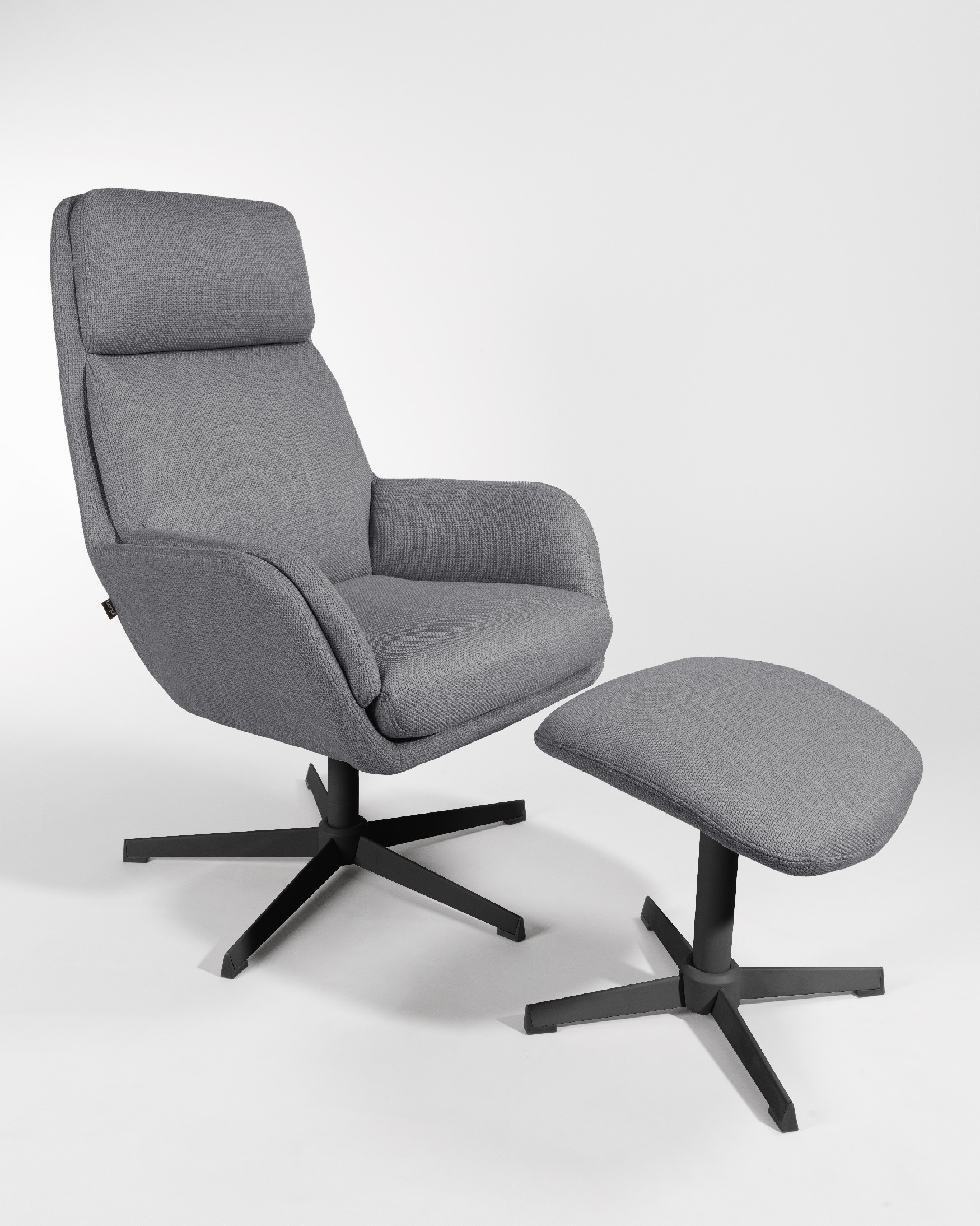 Swivel armchair Citrea with black structure and gray upholstery