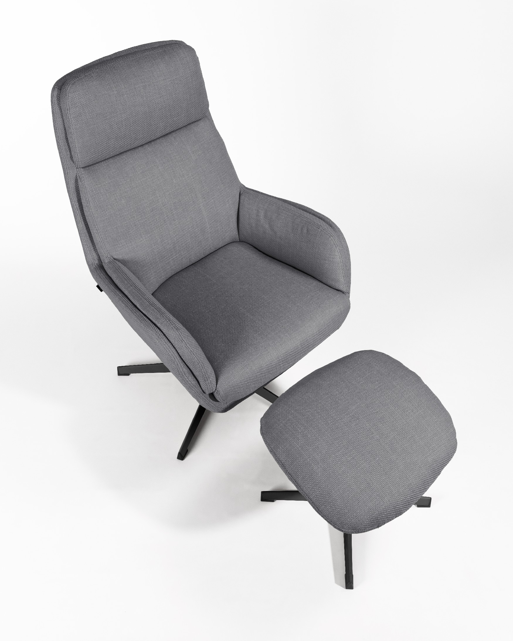 Swivel armchair Citrea with black structure and gray upholstery