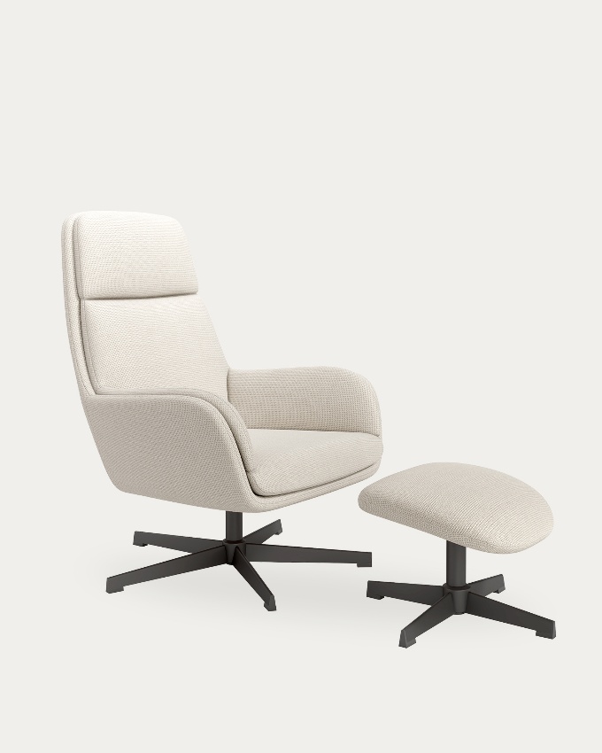Swivel armchair Citrea with black structure and pearl upholstery