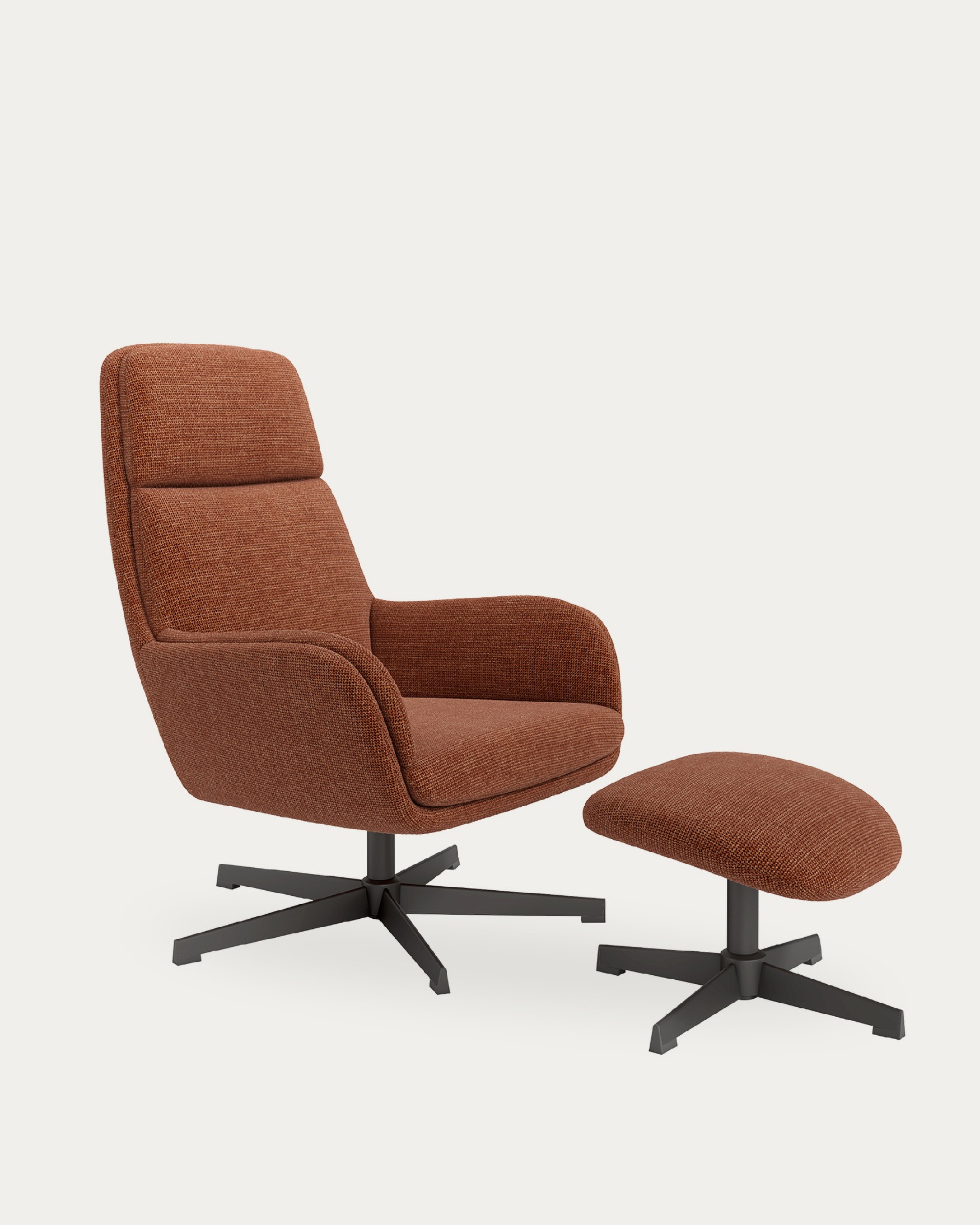 Swivel armchair Citrea with black structure and terracotta upholstery