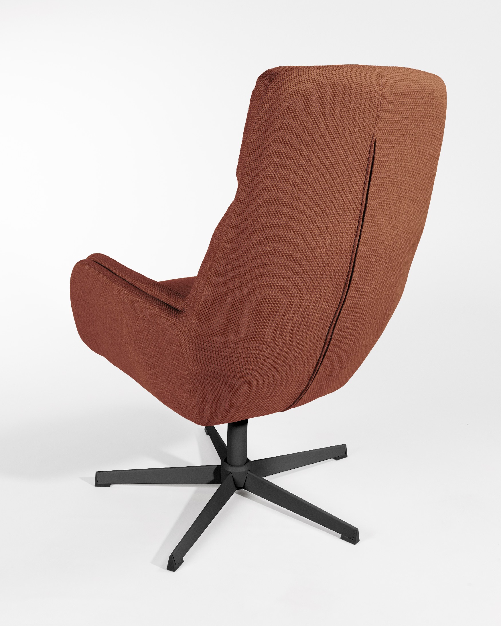 Swivel armchair Citrea with black structure and terracotta upholstery