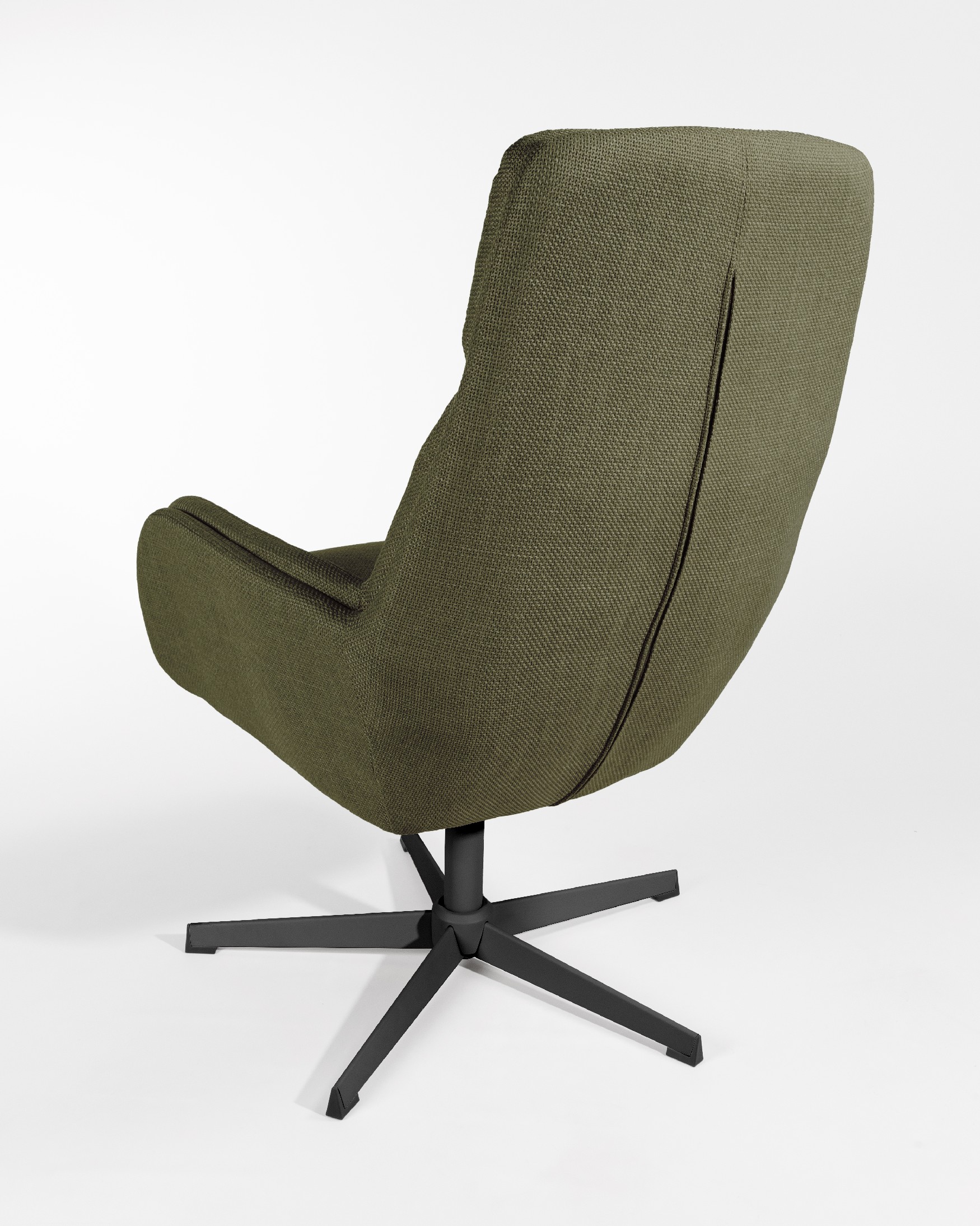 Fauteuil pivotant Citrea avec structure noire et tapisserie verte