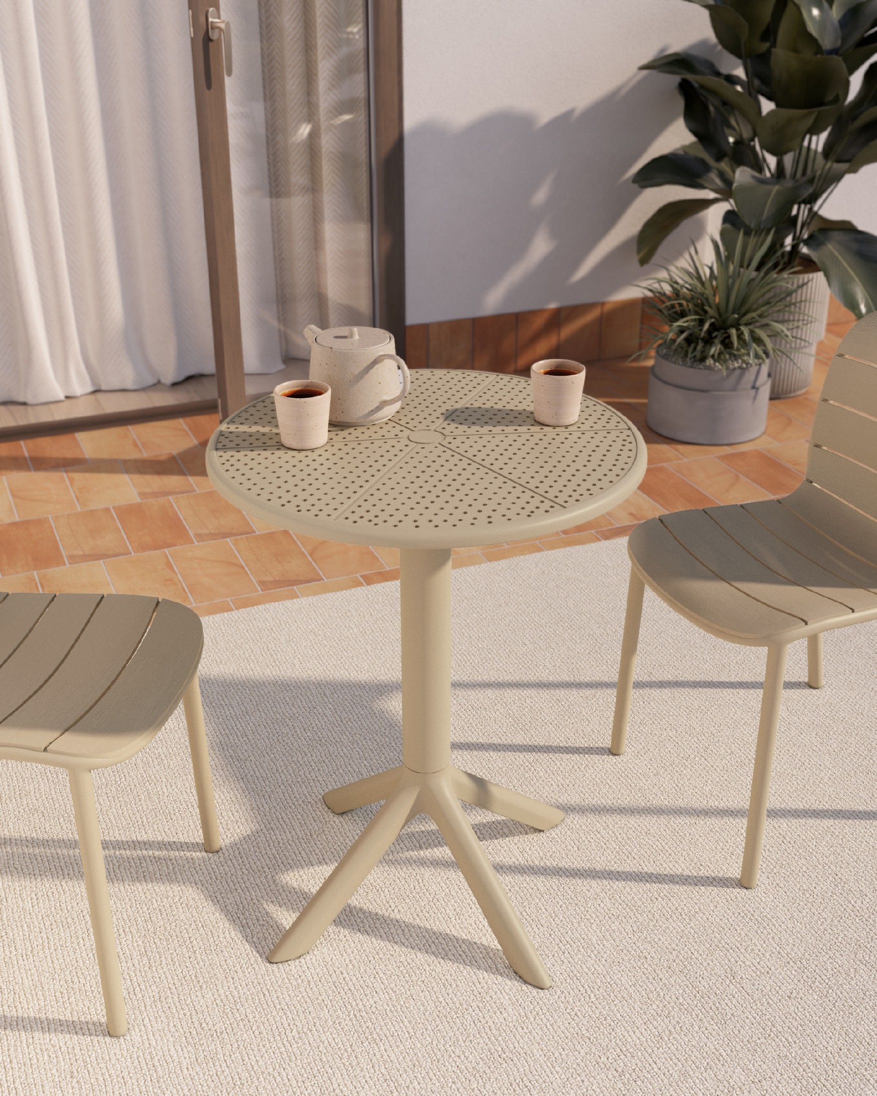 Cocoa round outdoor table made of sand polypropylene Ø 60 cm