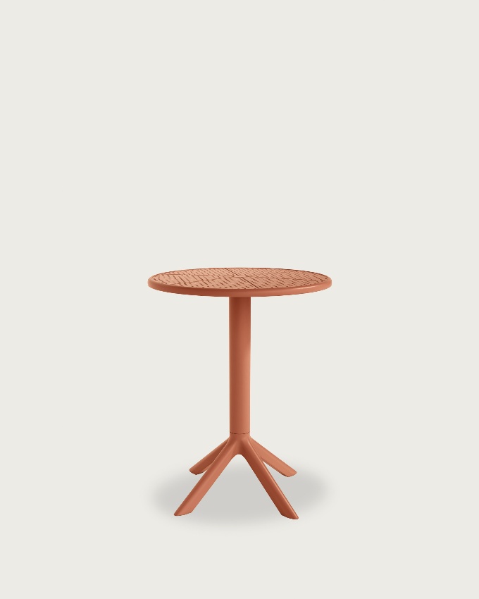 Cocoa round outdoor table made of terracotta polypropylene Ø 60 cm