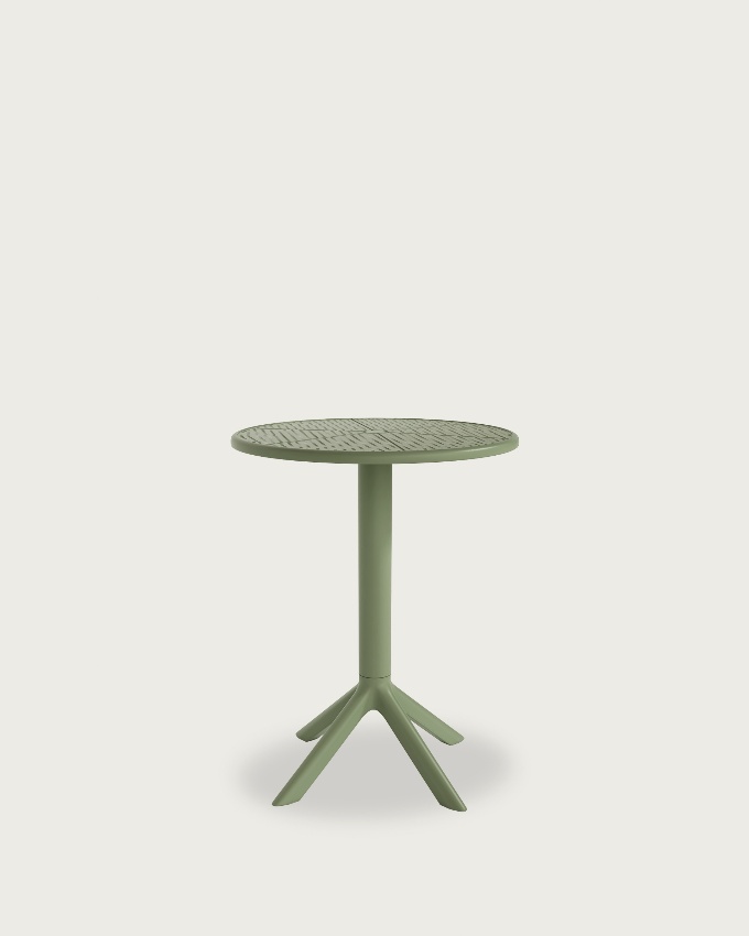 Round outdoor Cocoa table made of green chalk polypropylene Ø 60 cm