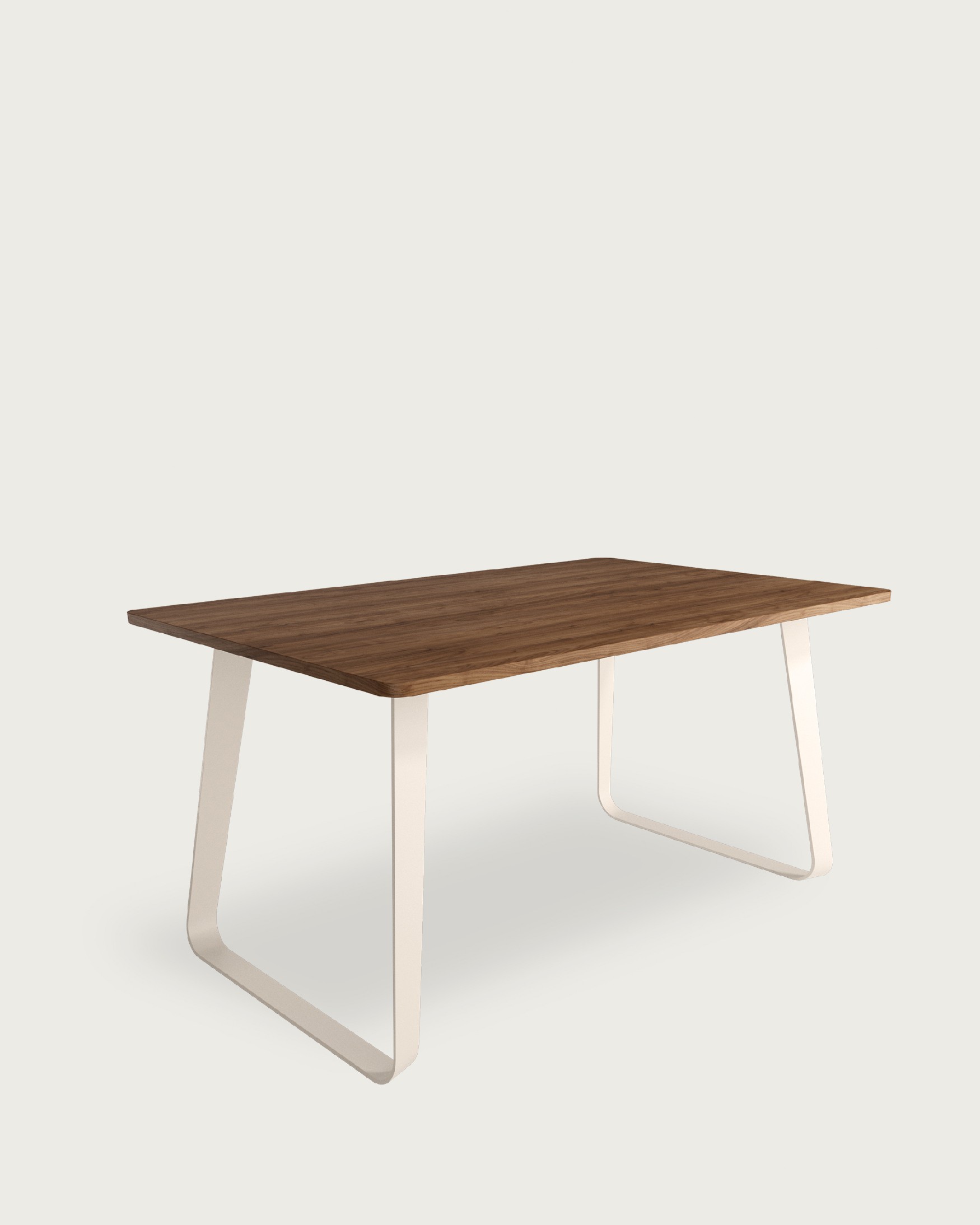 Table comme avec plateau en mélamine java et pied métallique ivoire 180 x 90 cm