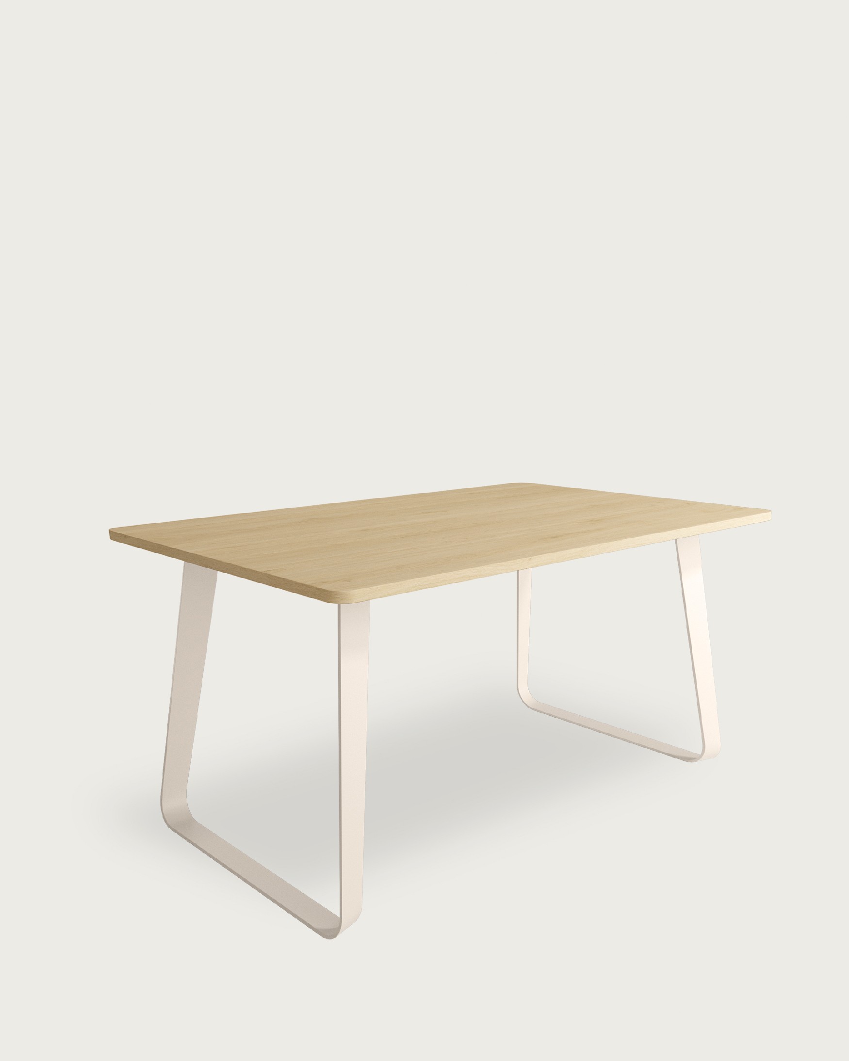 Mesa Como con sobre de melamina roble natural y pata metálica marfil 160 x 90 cm