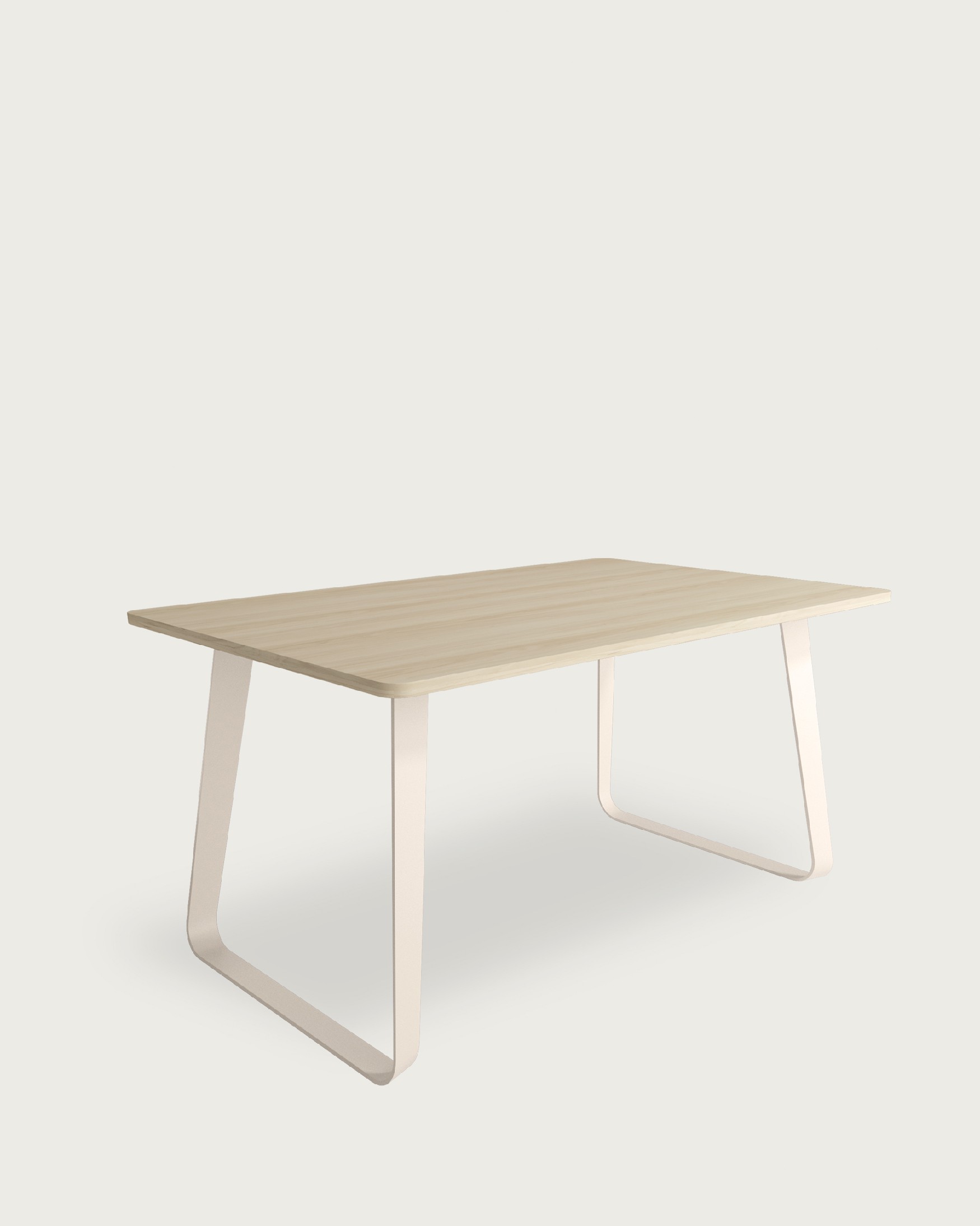 Table Como with an elm melamine top and ivory metal legs 180 x 90 cm
