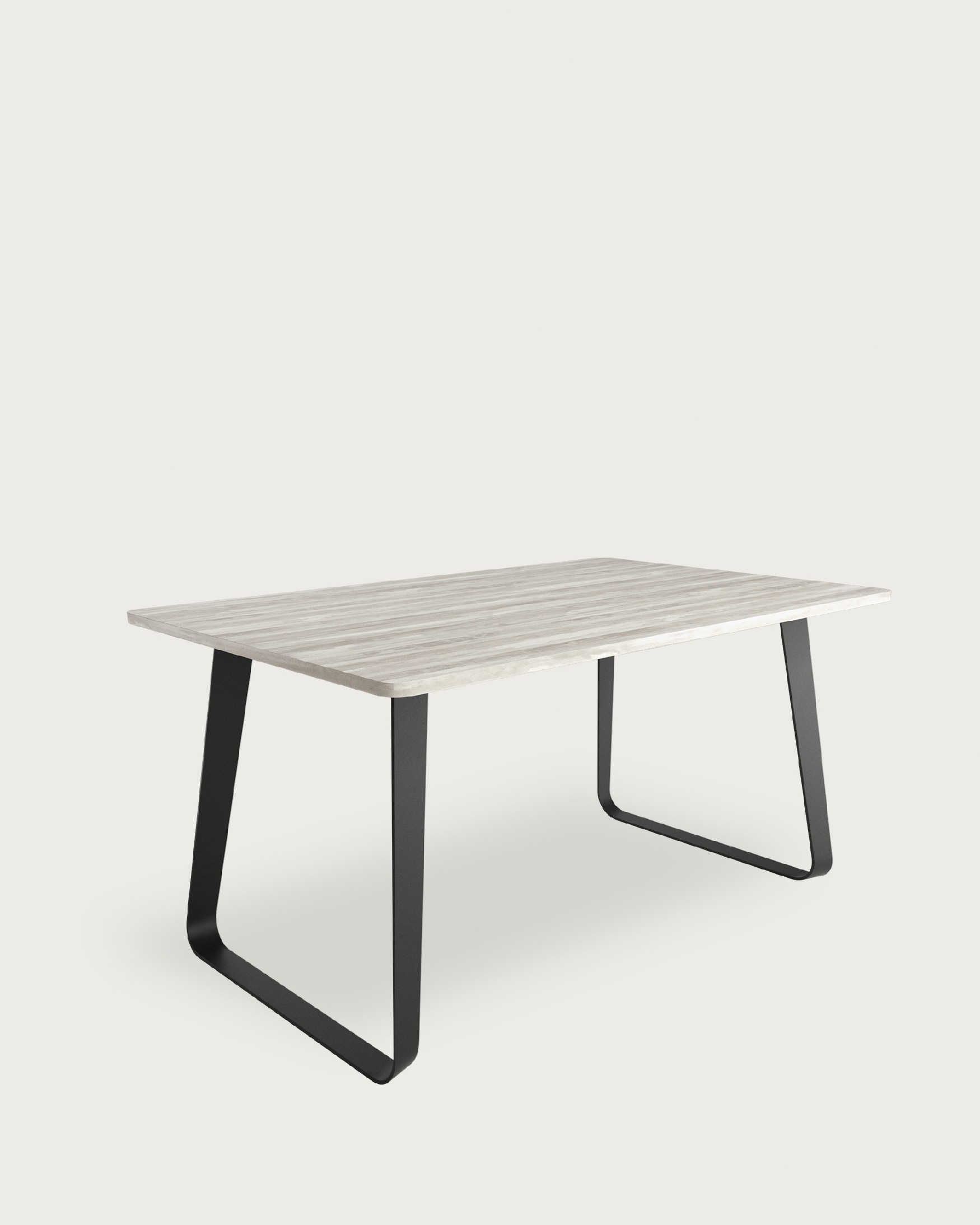 Mesa Como con sobre de melamina artic y pata metálica negra 160 x 90 cm