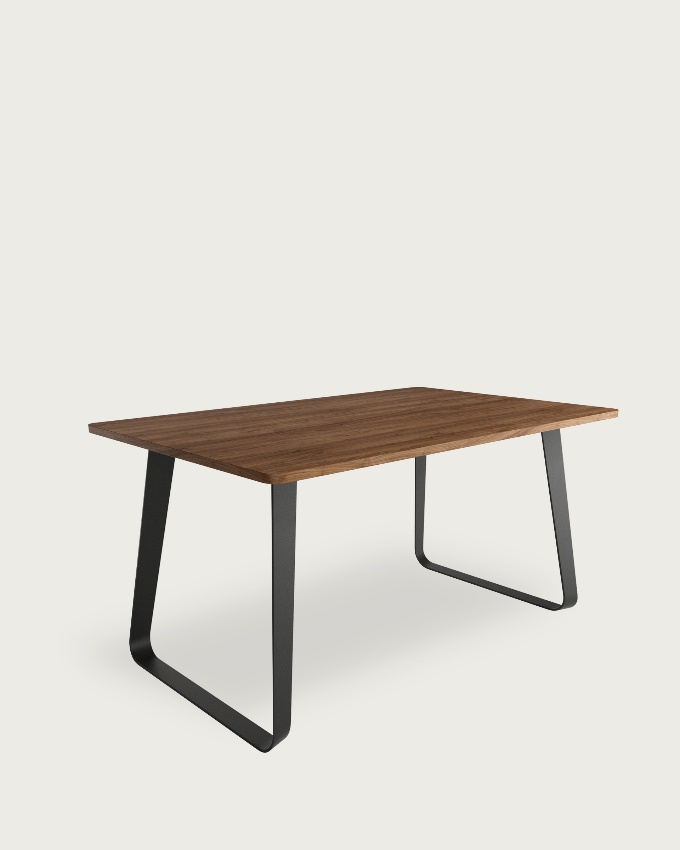 Table Como with melamine top in java and black metal leg 140 x 90 cm