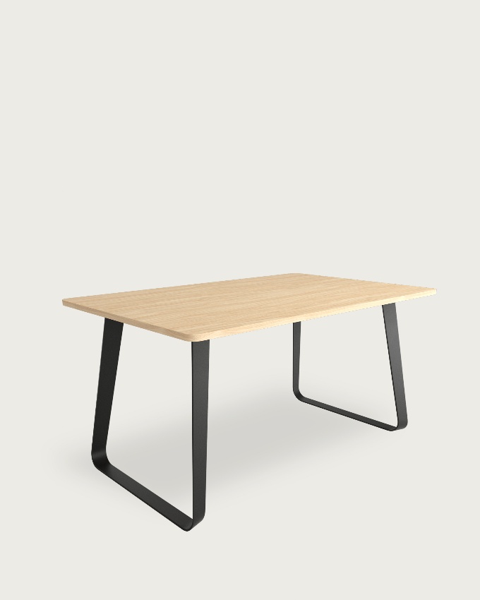 Table Como with melamine top in alpine and black metal leg 140 x 90 cm