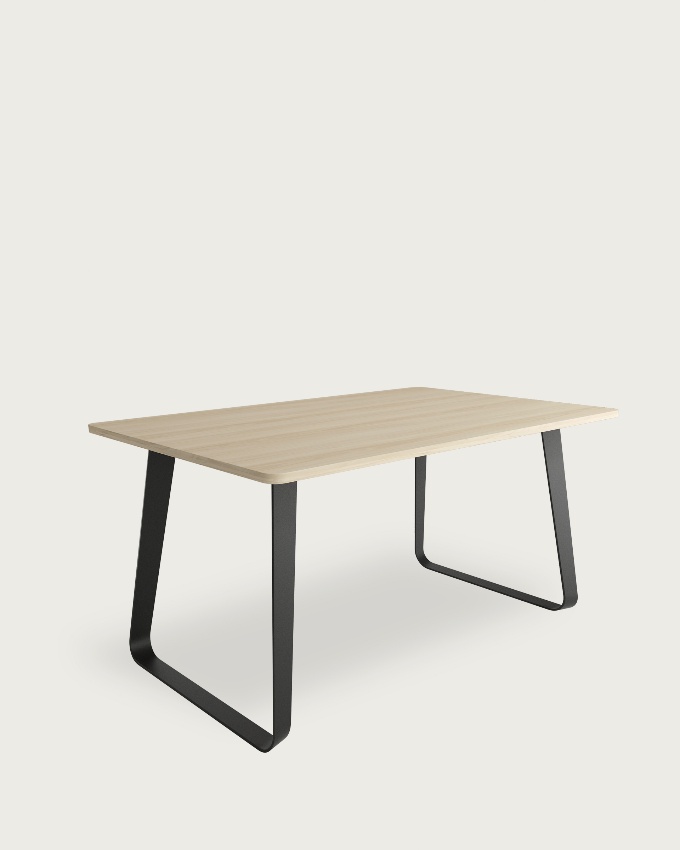 Table Como with elm melamine top and black metal leg 140 x 90 cm