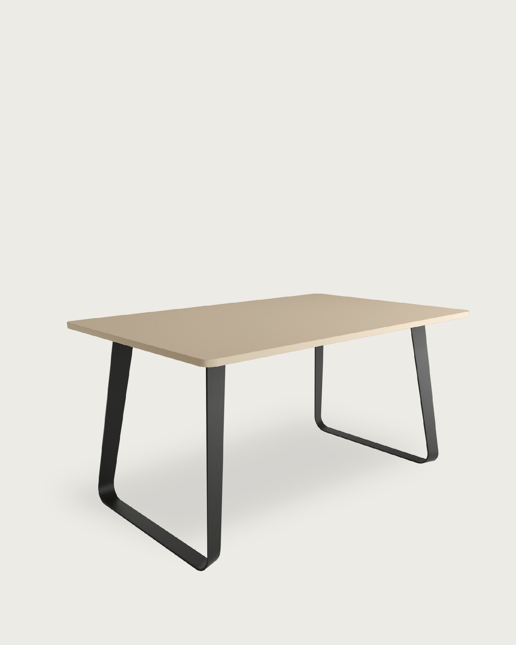 Table Como with pearl melamine top and black metal leg 160 x 90 cm