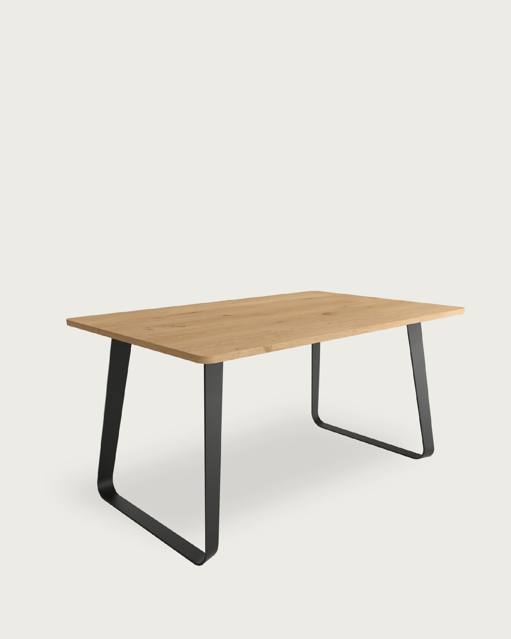 Table like with oak melamine top and black metal leg 140 x 90 cm