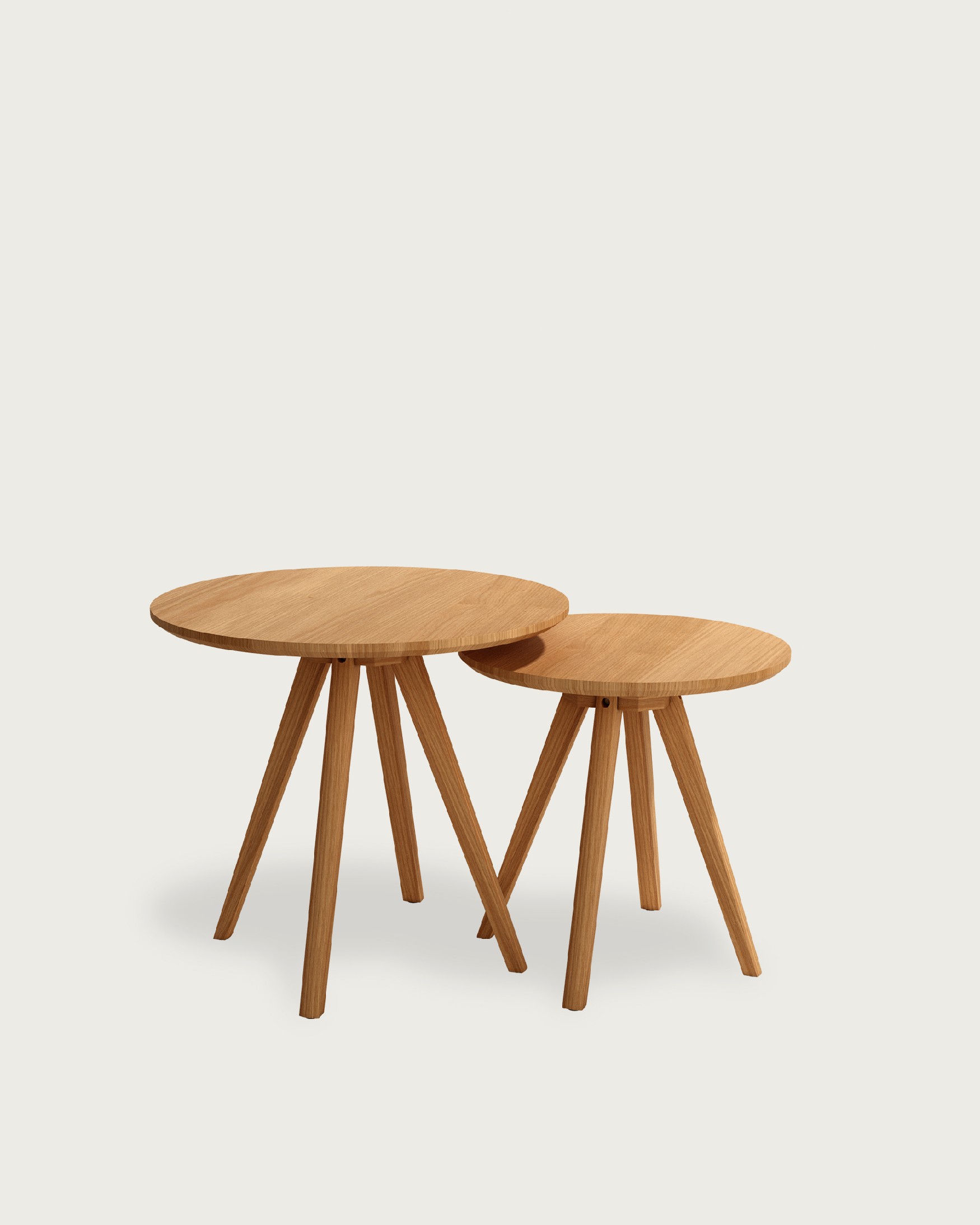 Juego de 2 mesas auxiliares Cook acabado roble natural Ø 50 cm / Ø 40 cm