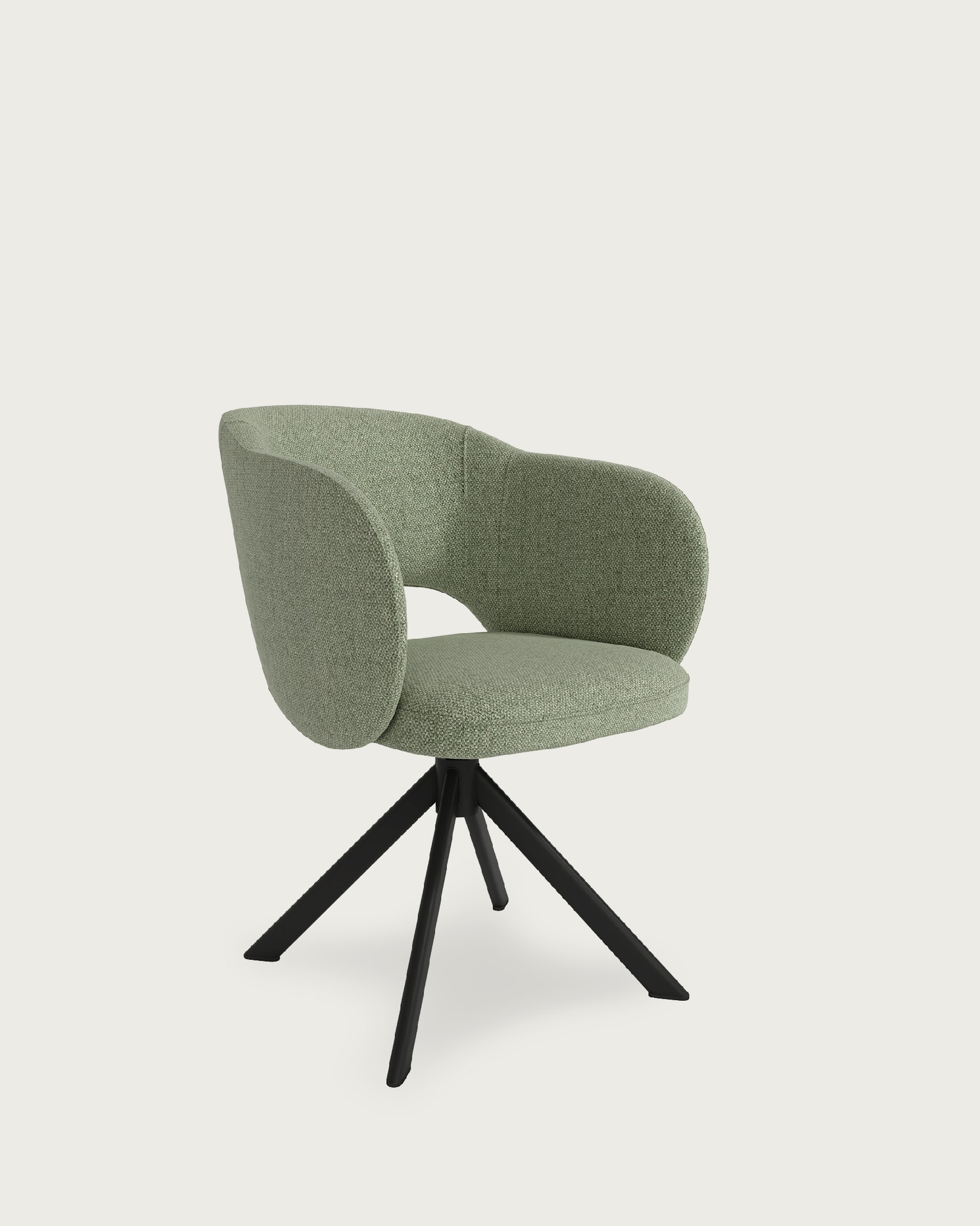 Chaise Cork avec rembourrage vert et pieds métalliques noirs