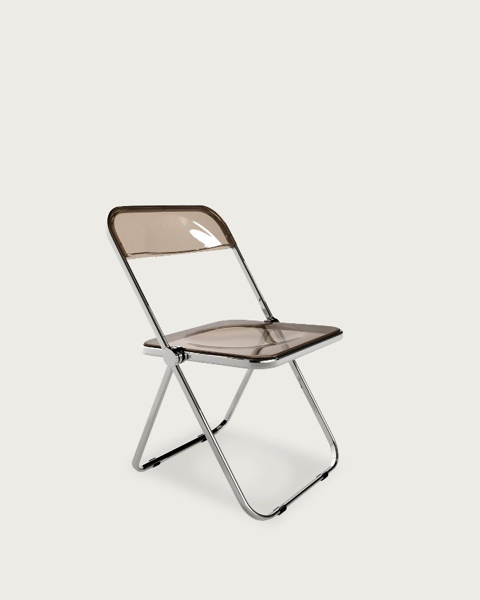 Silla Cuzco plegable de metal y resina fume