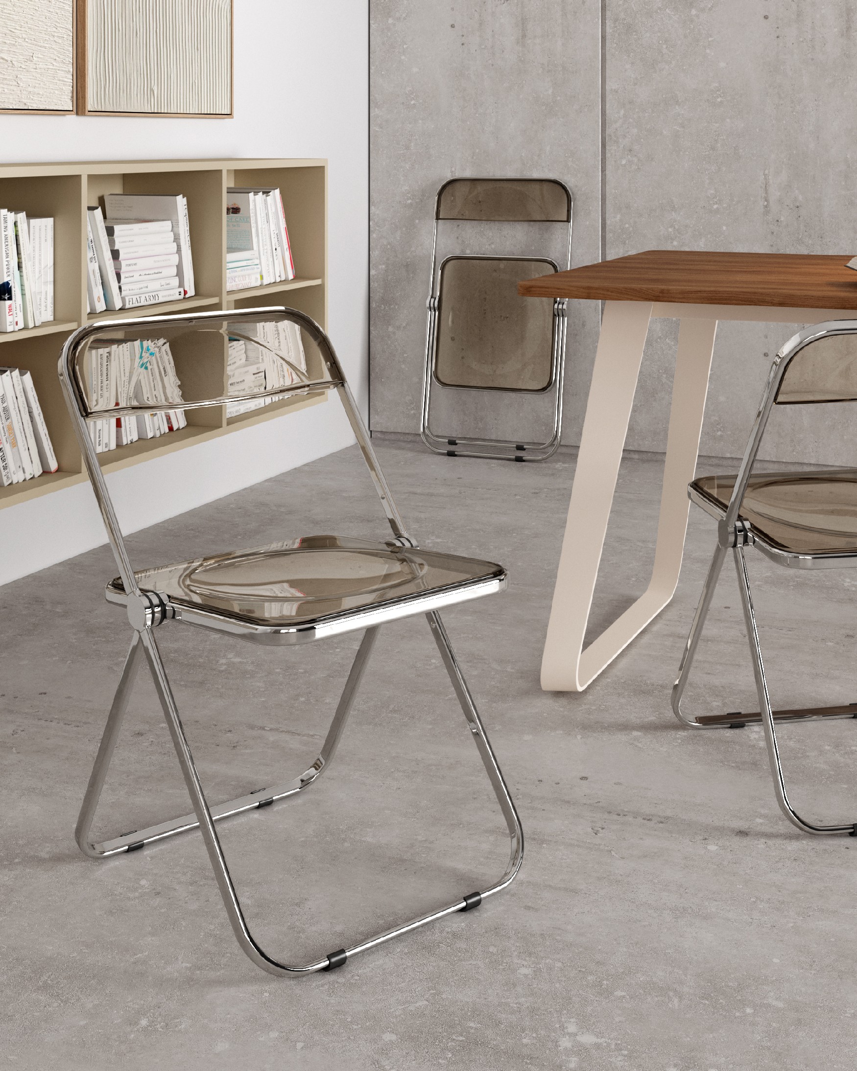 Cuzco folding chair made of metal and smoke resin