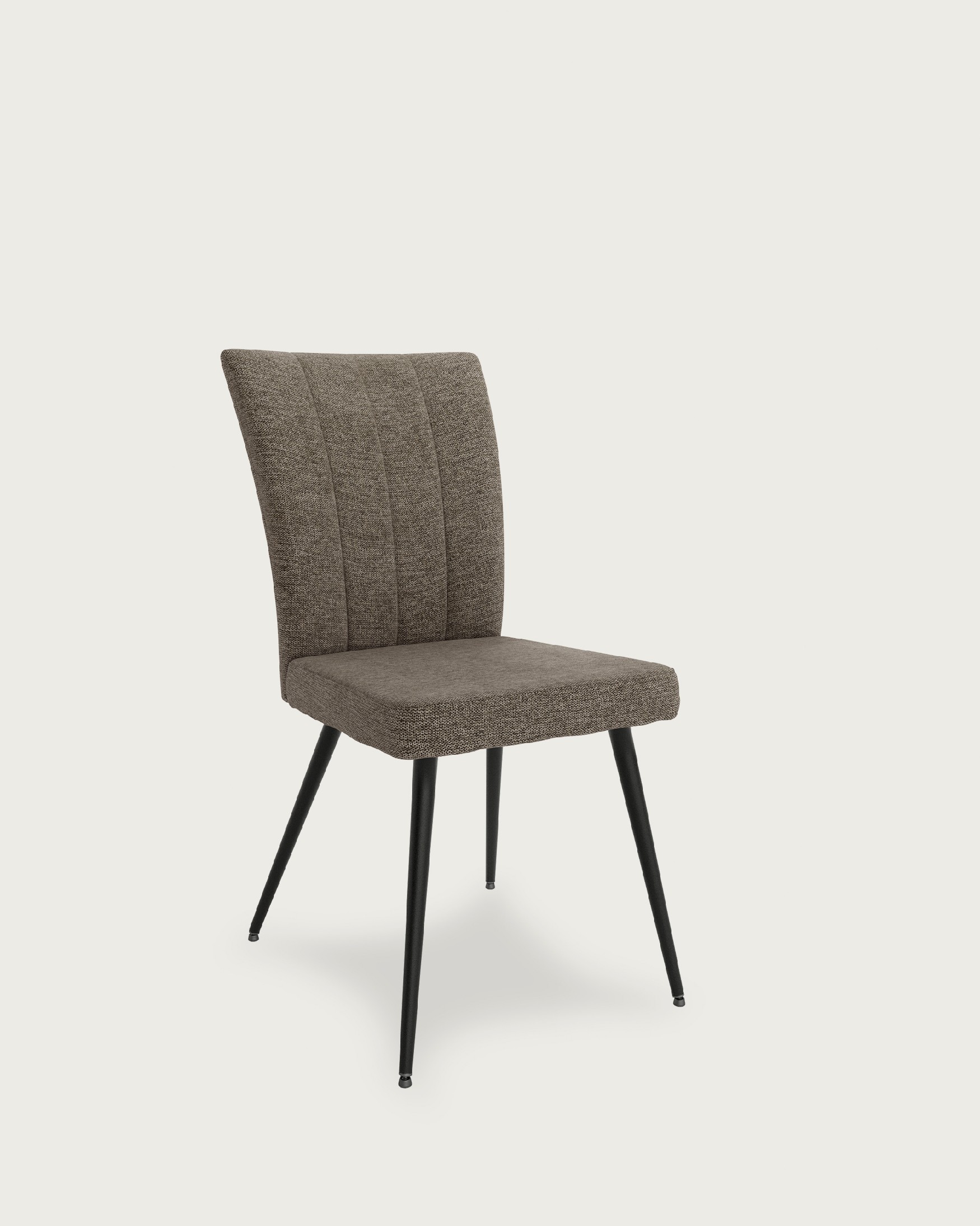 Dallas chair with brown upholstery and black metal legs
