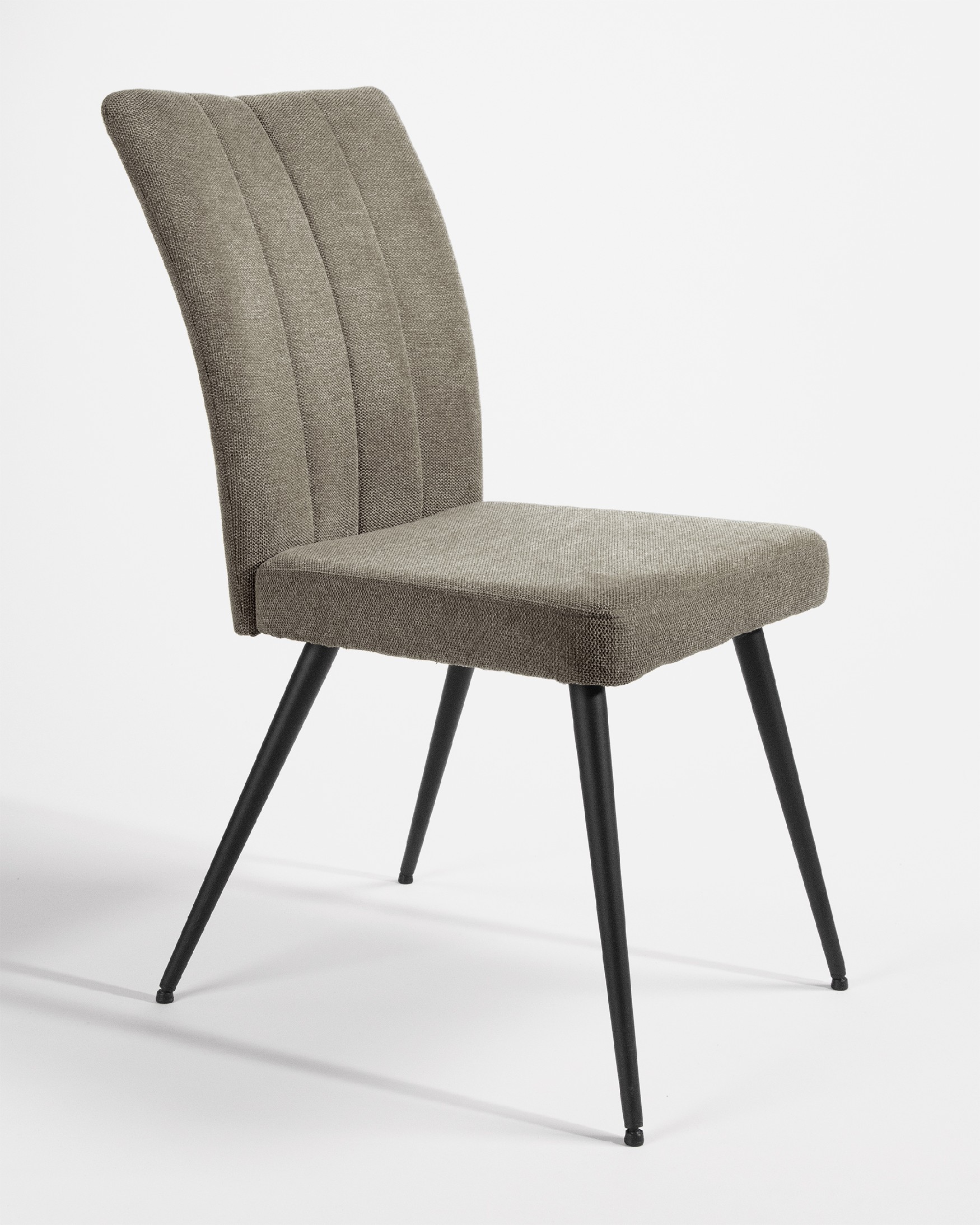 Dallas chair with brown upholstery and black metal legs