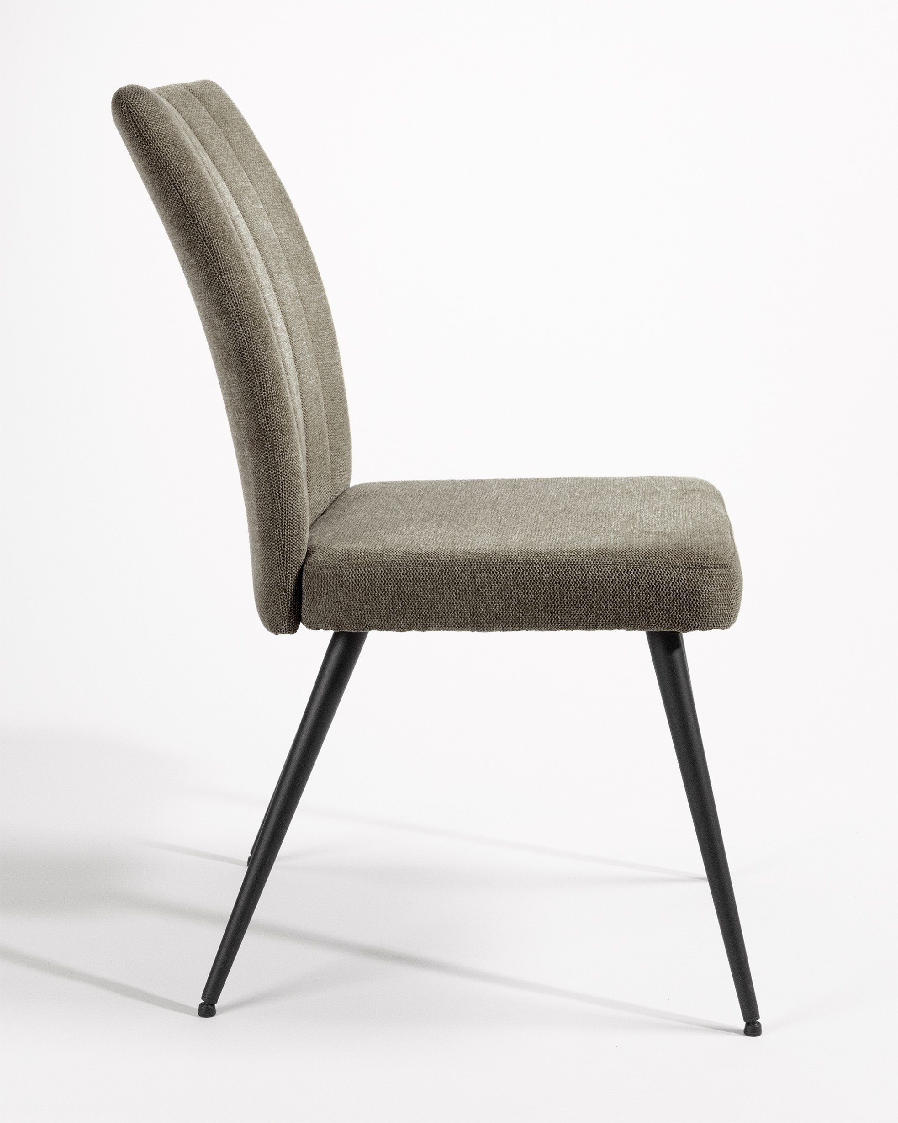Dallas chair with brown upholstery and black metal legs