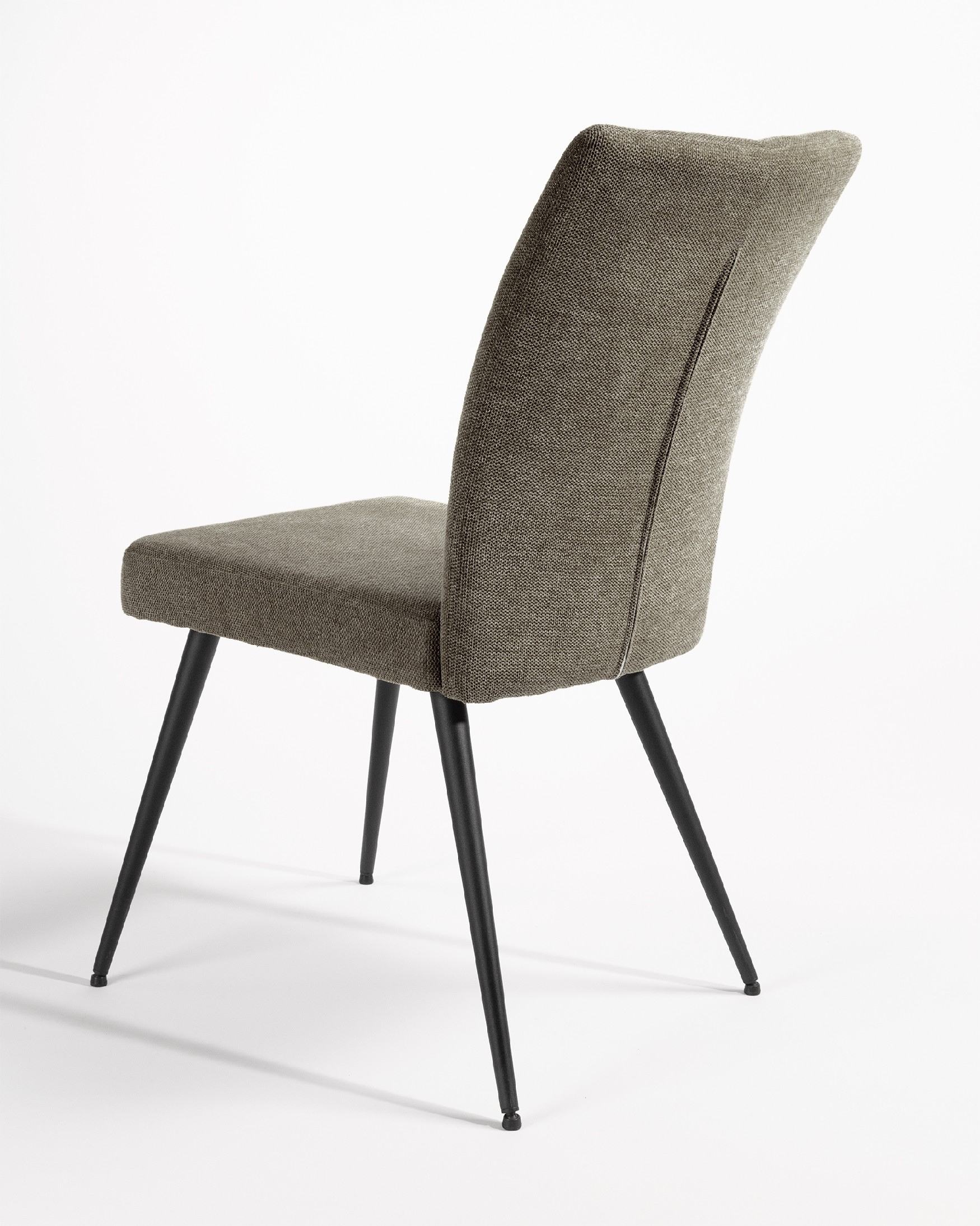 Dallas chair with brown upholstery and black metal legs