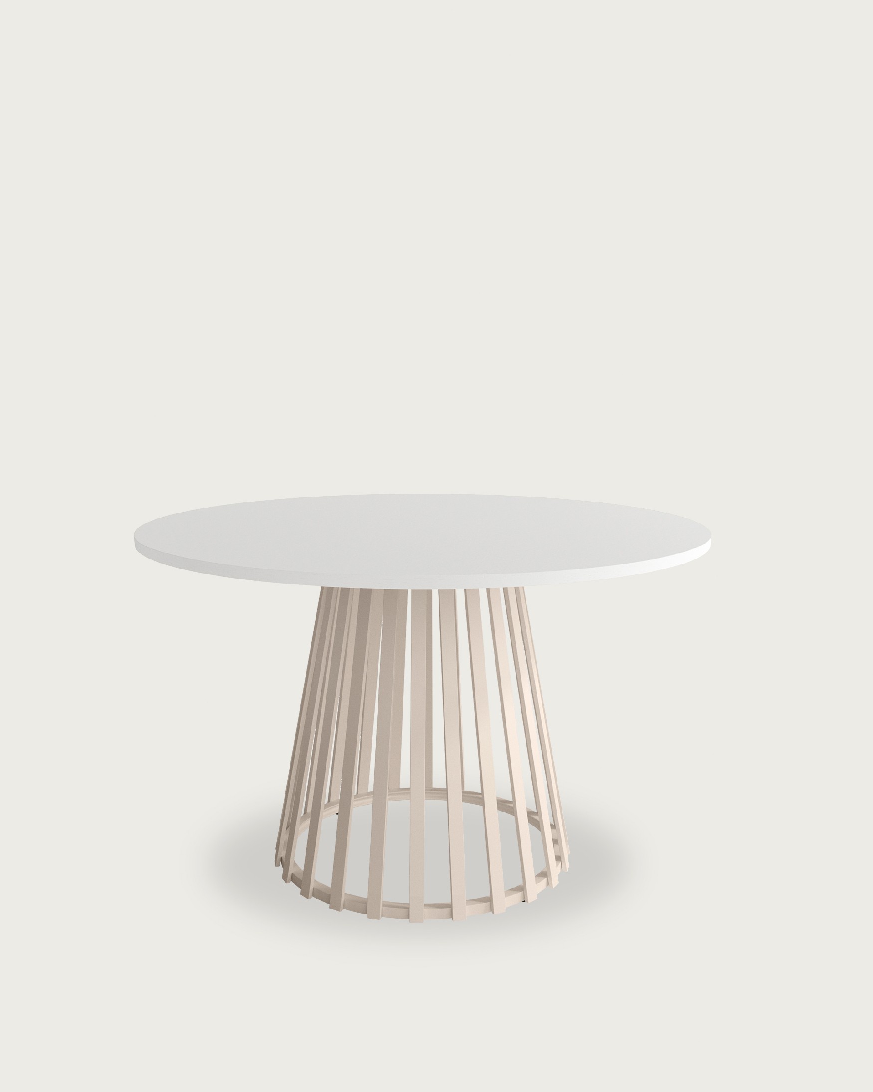 Mesa Delta redonda con sobre de melamina soul blanco y pata metálica marfil Ø 120 cm