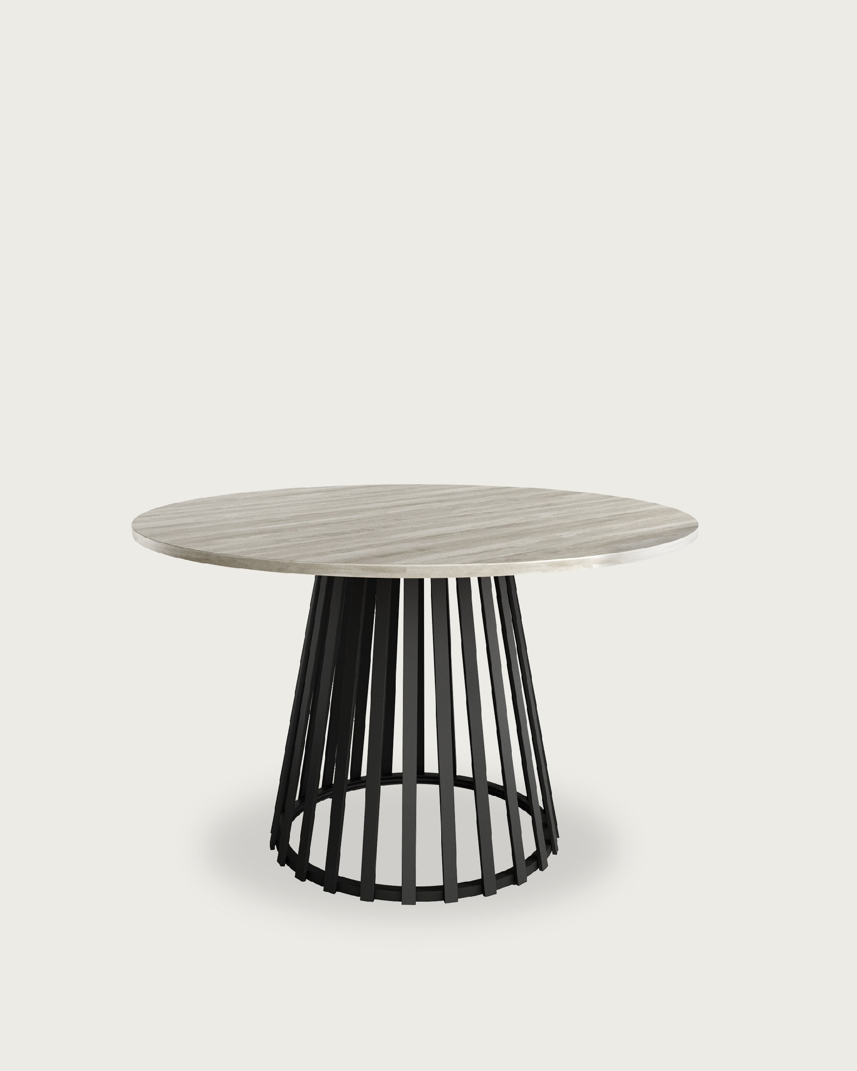 Delta round table with artic melamine top and black metal leg Ø 120 cm