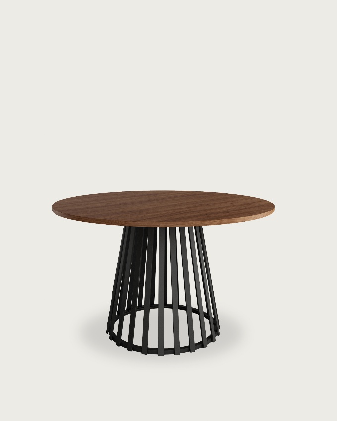 Mesa Delta redonda con sobre de melamina java y pata metálica negra Ø 120 cm