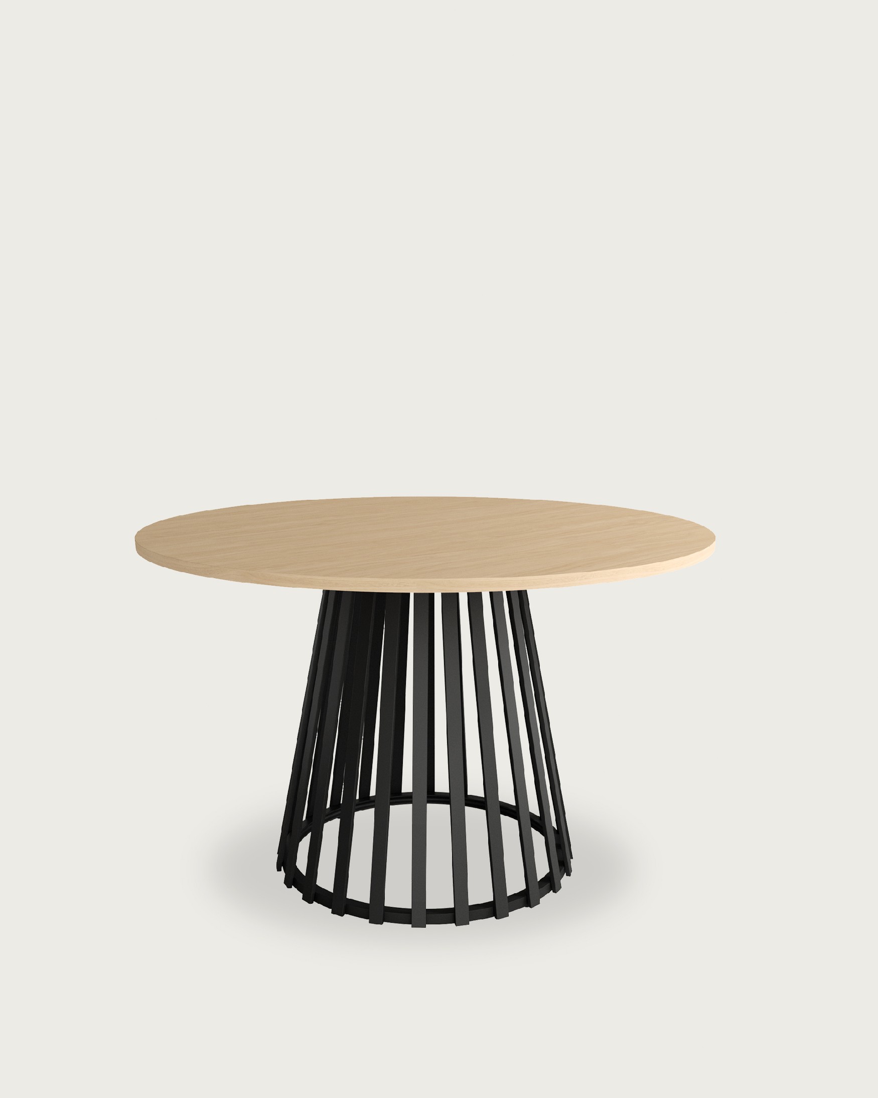 Delta round table with alpine melamine top and black metal leg Ø 120 cm
