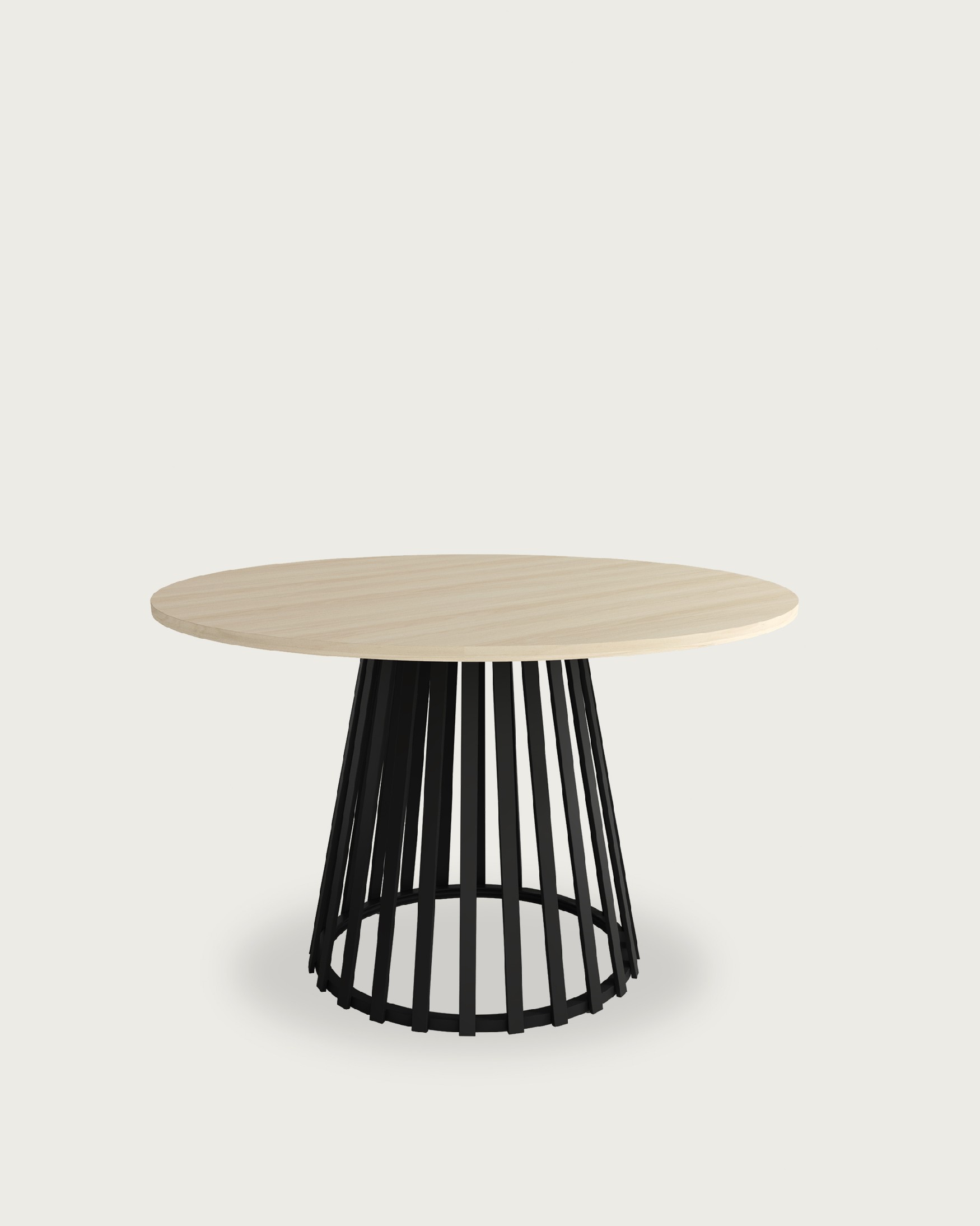 Delta round side table with melamine oak top and black metal leg Ø 120 cm