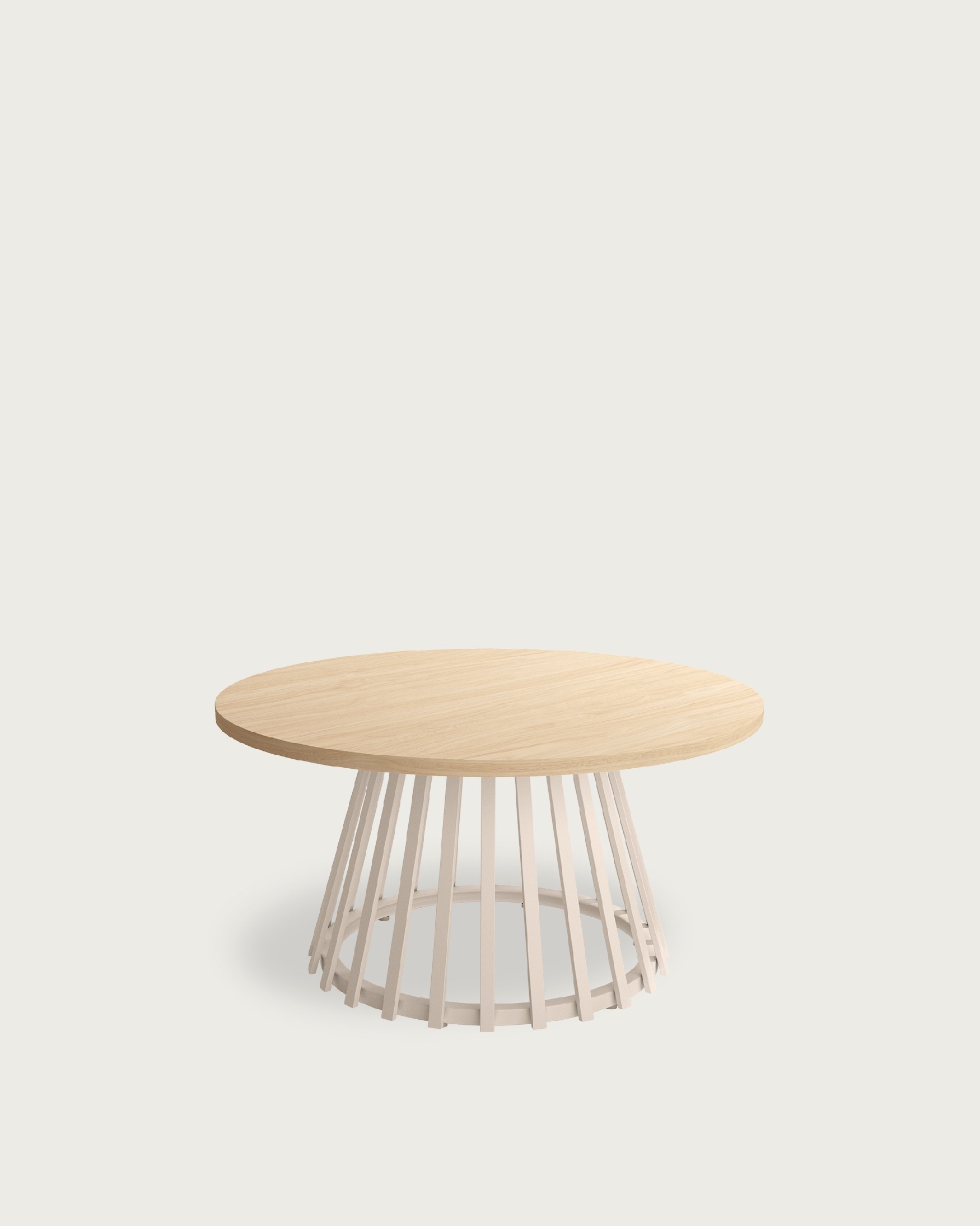 Table d'appoint Delta ronde avec plateau en mélamine alpin et pied métallique ivoire Ø 80 cm