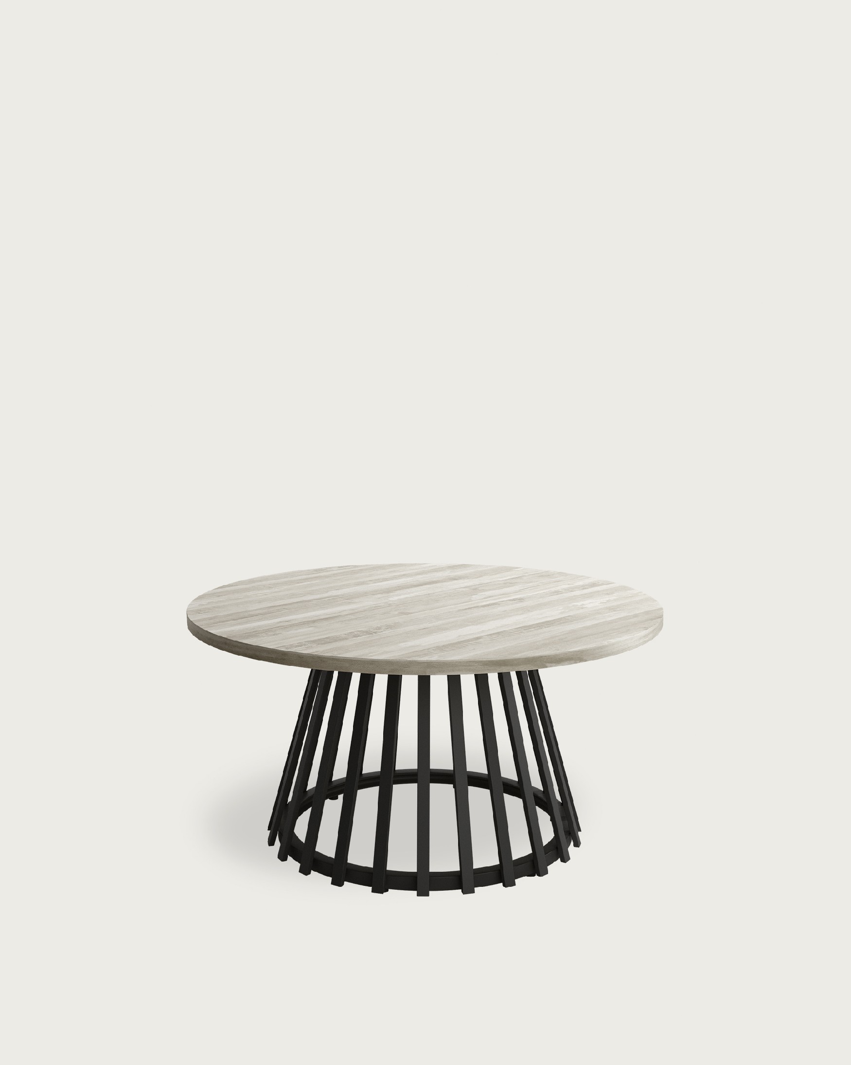 Table d'appoint Delta ronde avec plateau en mélamine artic et pied métallique noir Ø 80 cm