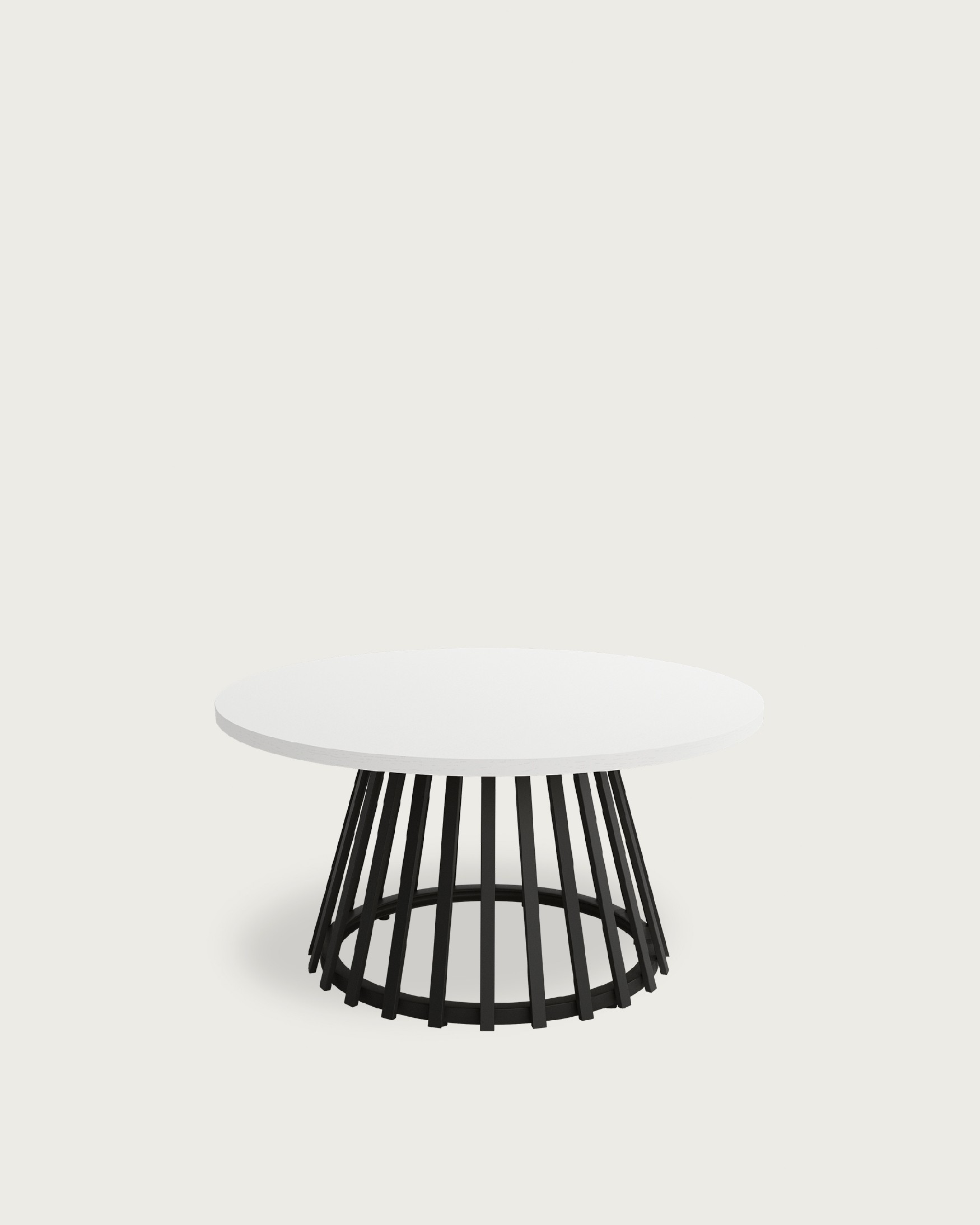 Mesa auxiliar Delta redonda con sobre de melamina blanco extra y pata metálica negra Ø 80 cm