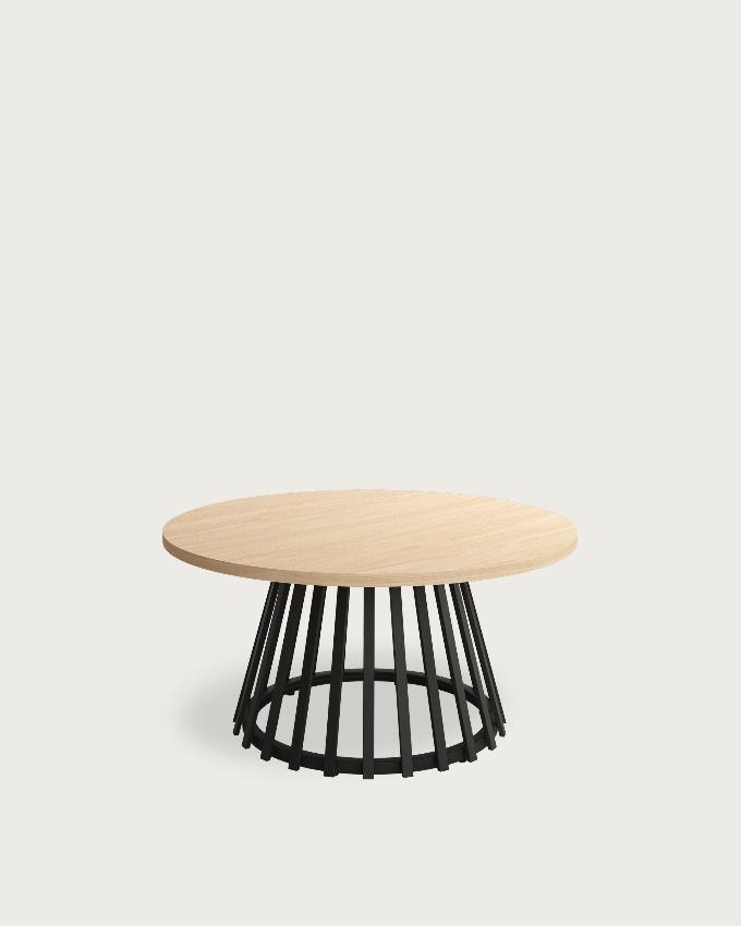 Table d'appoint Delta ronde avec plateau en mélamine alpin et pied métallique noir Ø 80 cm