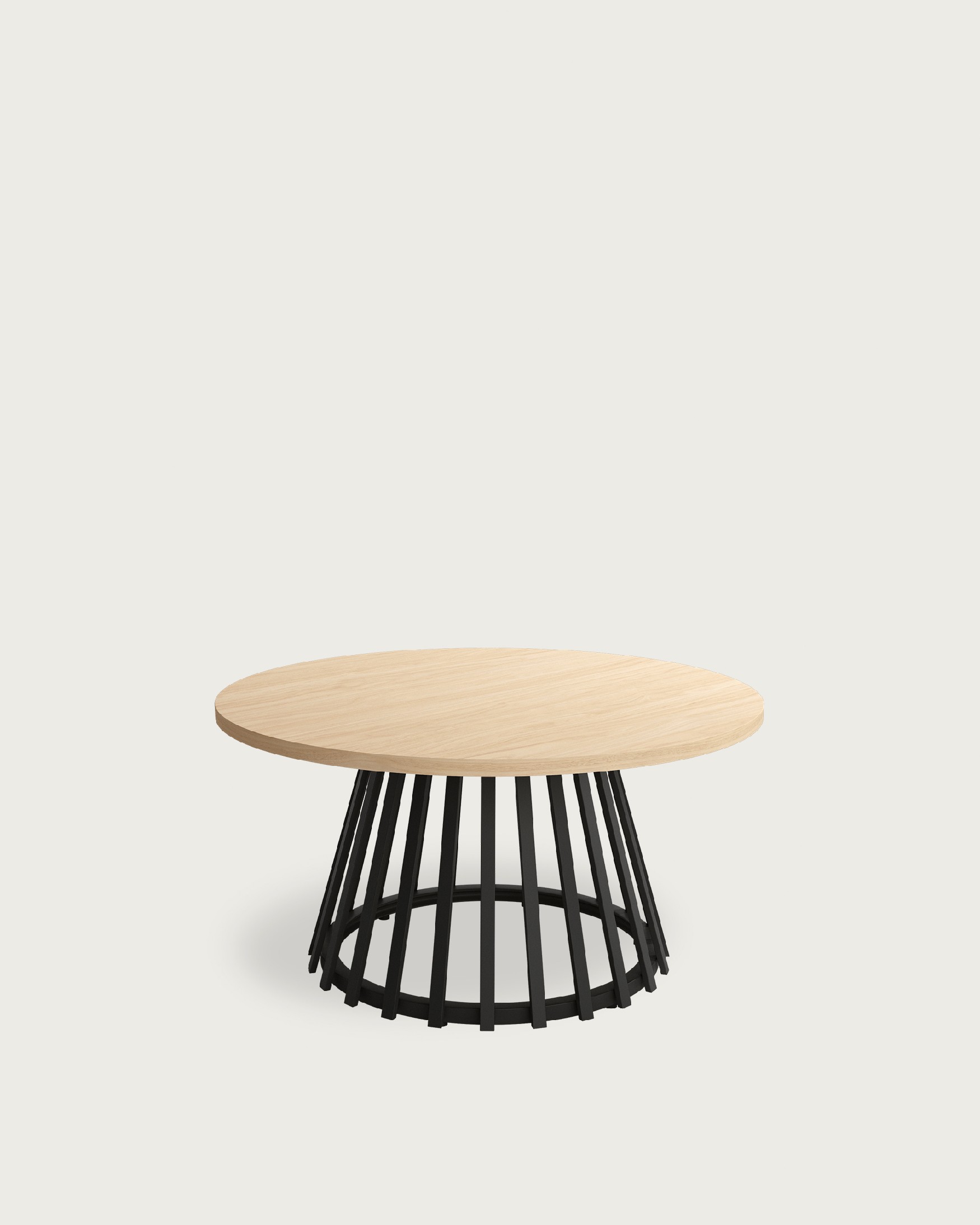 Delta round side table with alpine melamine top and black metal leg Ø 80 cm