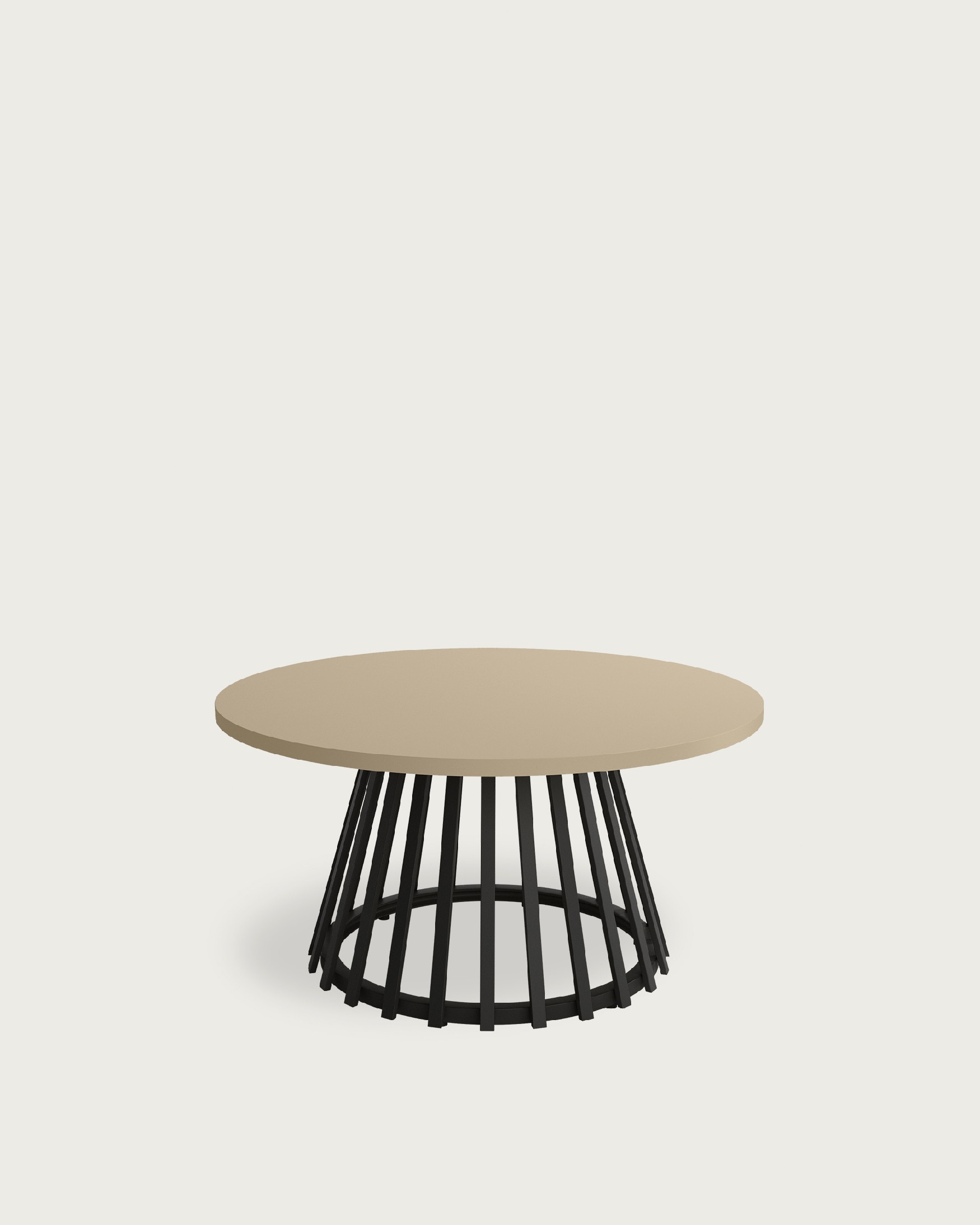 Delta round side table with pearl melamine top and black metal leg Ø 80 cm