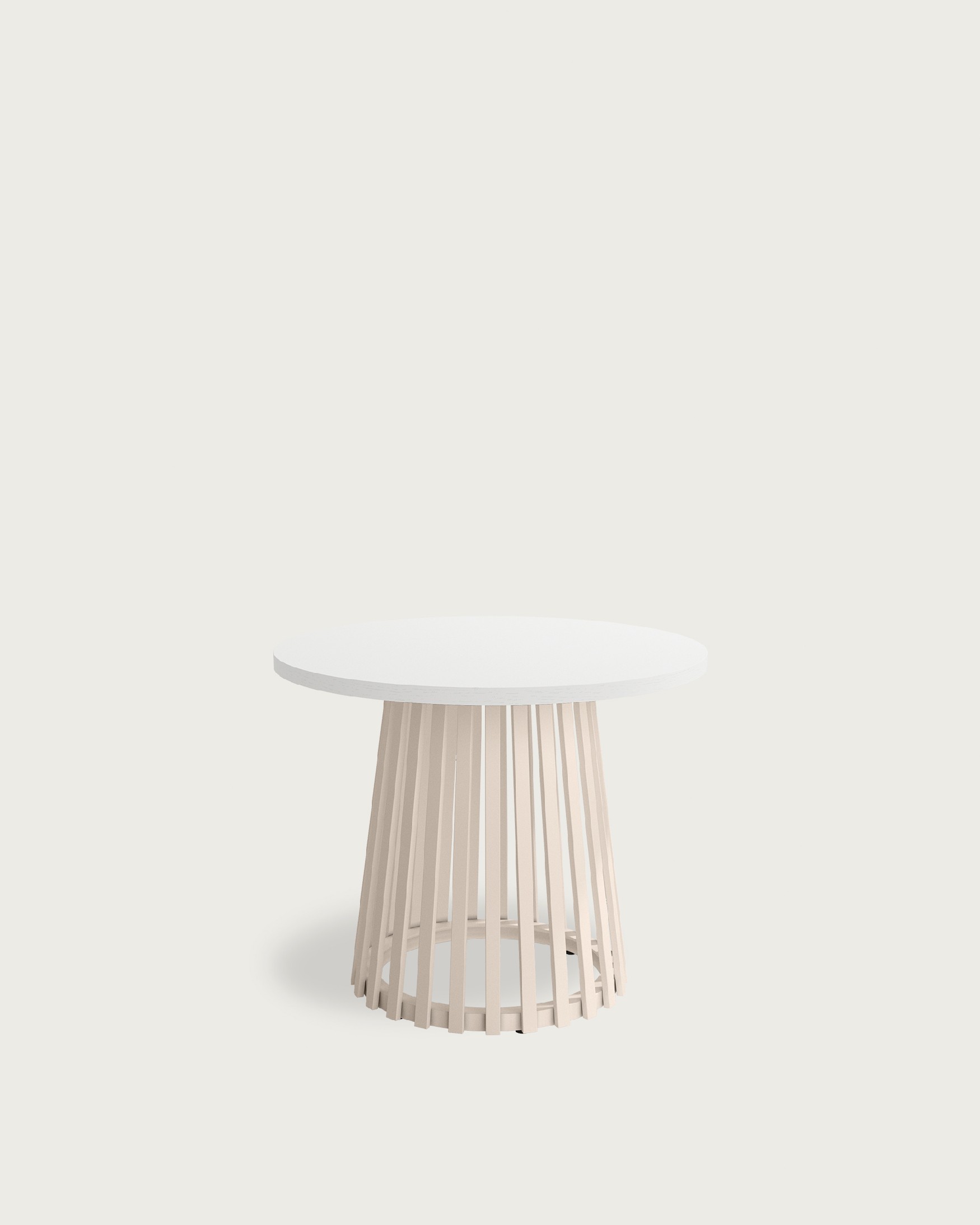 Table d'appoint Delta ronde avec plateau en mélamine blanc extra et pied métallique ivoire Ø 60 cm