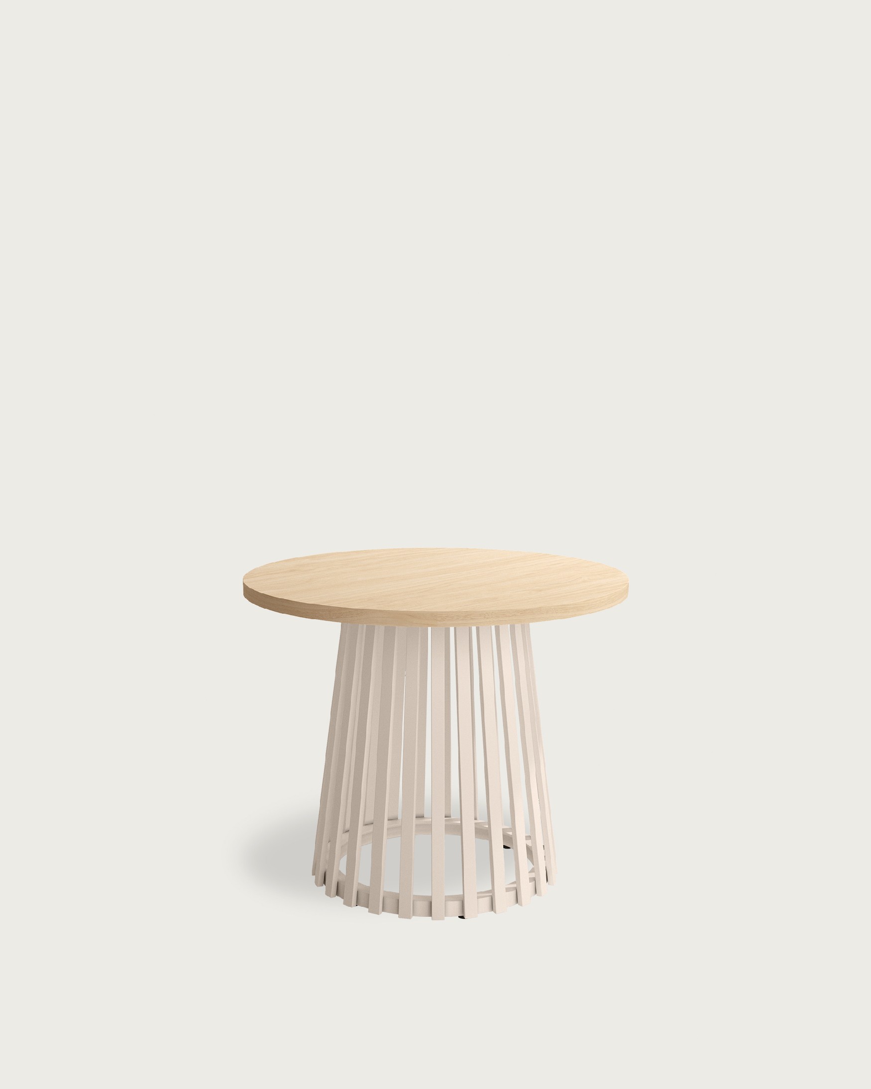 Table d'appoint Delta ronde avec plateau en mélamine alpin et pied métallique ivoire Ø 60 cm