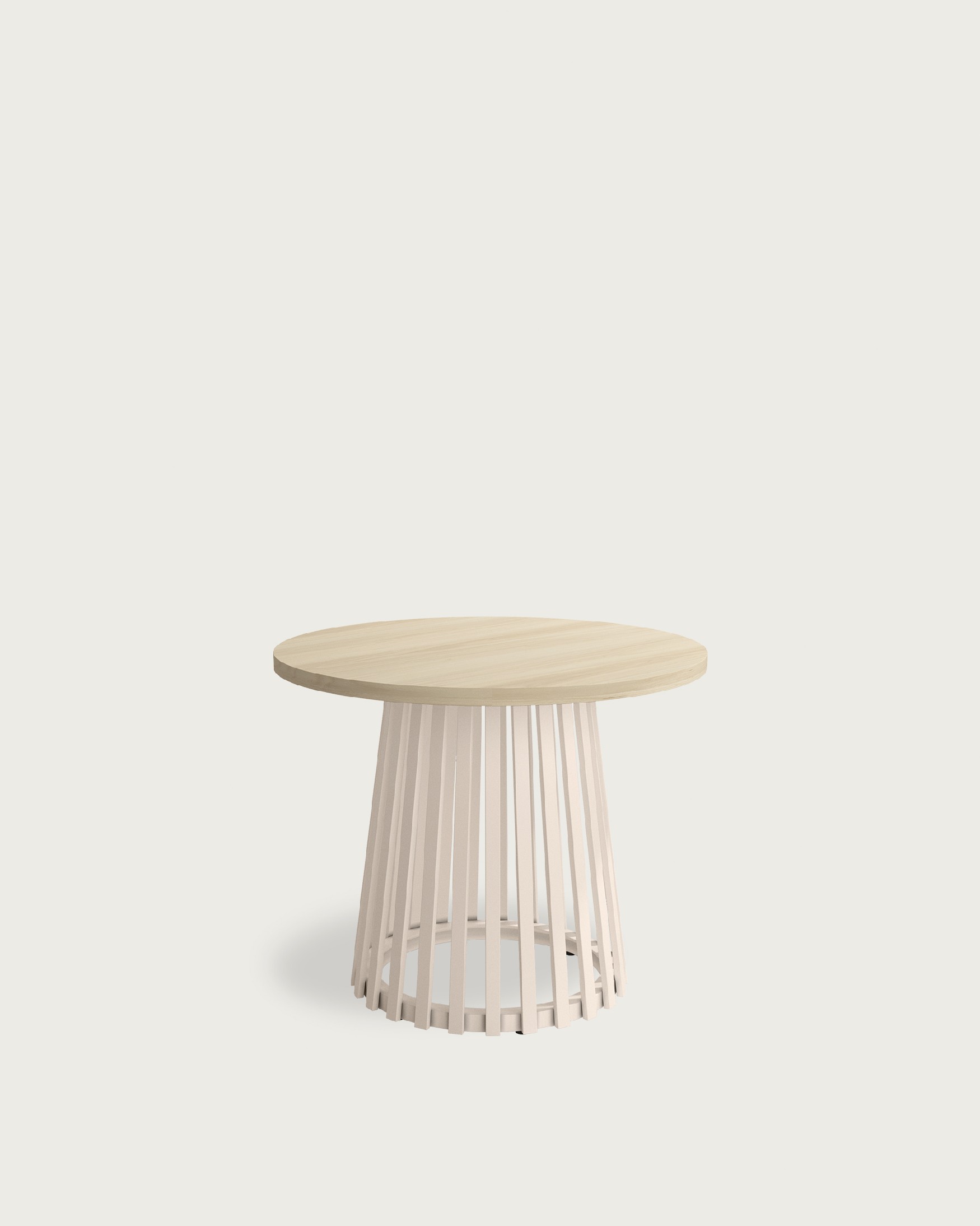 Delta round side table with an elm melamine top and ivory metal leg Ø 60 cm