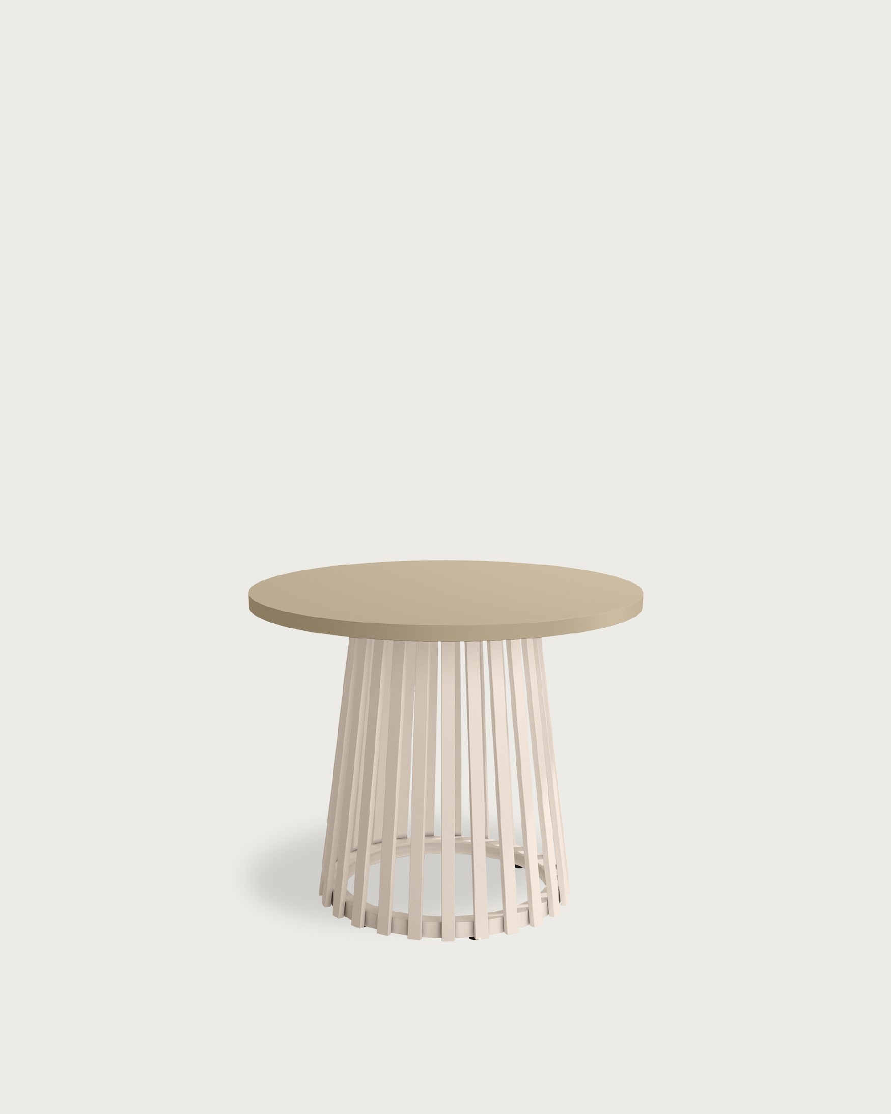 Table d'appoint Delta ronde avec plateau en mélamine perle et pied métallique ivoire Ø 60 cm