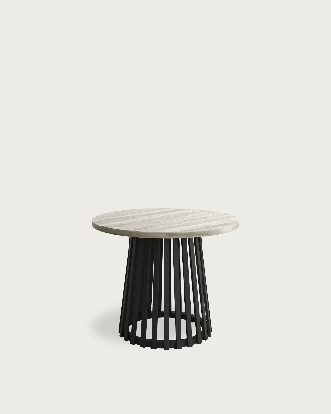 Table d'appoint Delta ronde avec plateau en mélamine artic et pied métallique noir Ø 60 cm