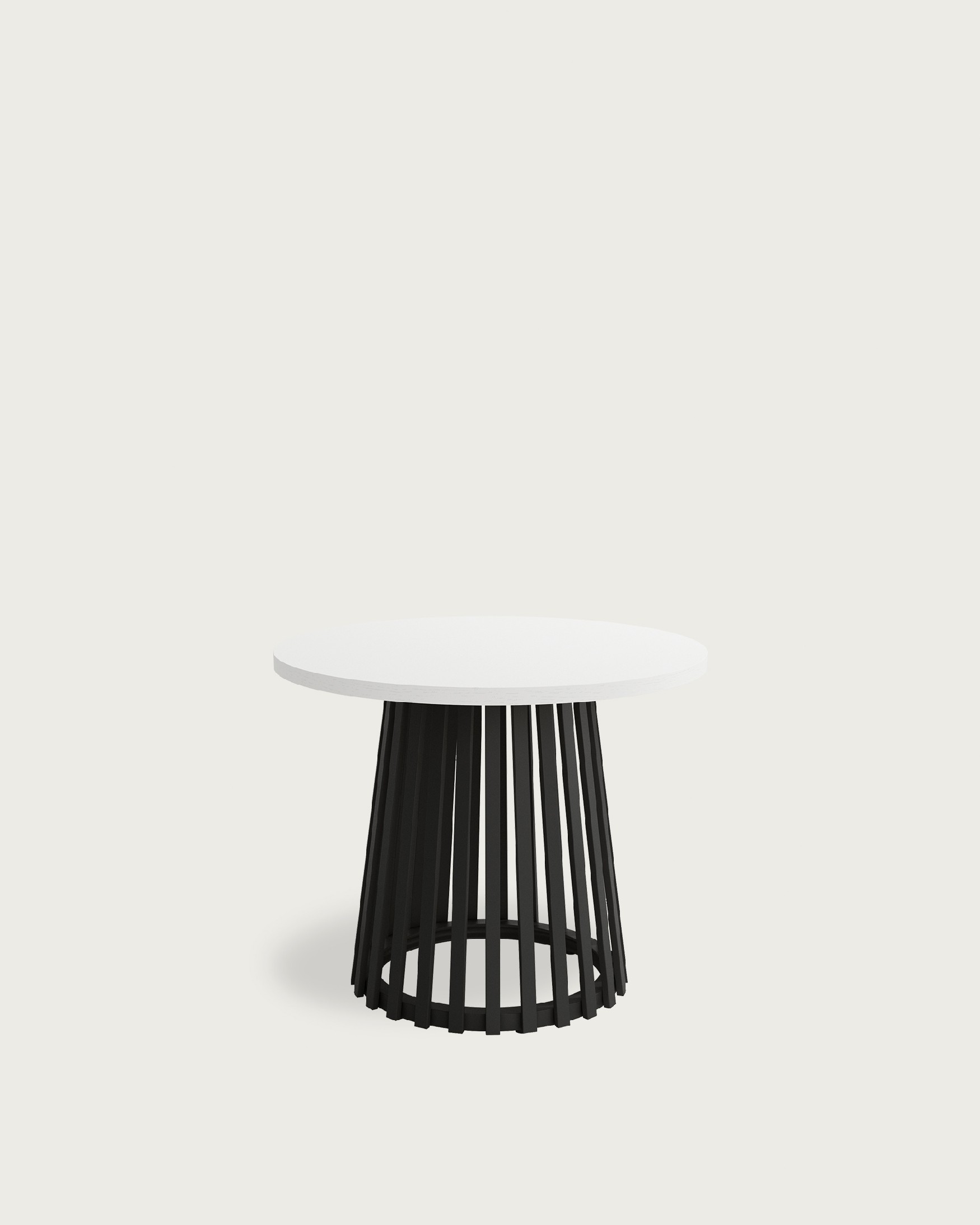 Mesa auxiliar Delta redonda con sobre de melamina blanco extra y pata metálica negra Ø 60 cm